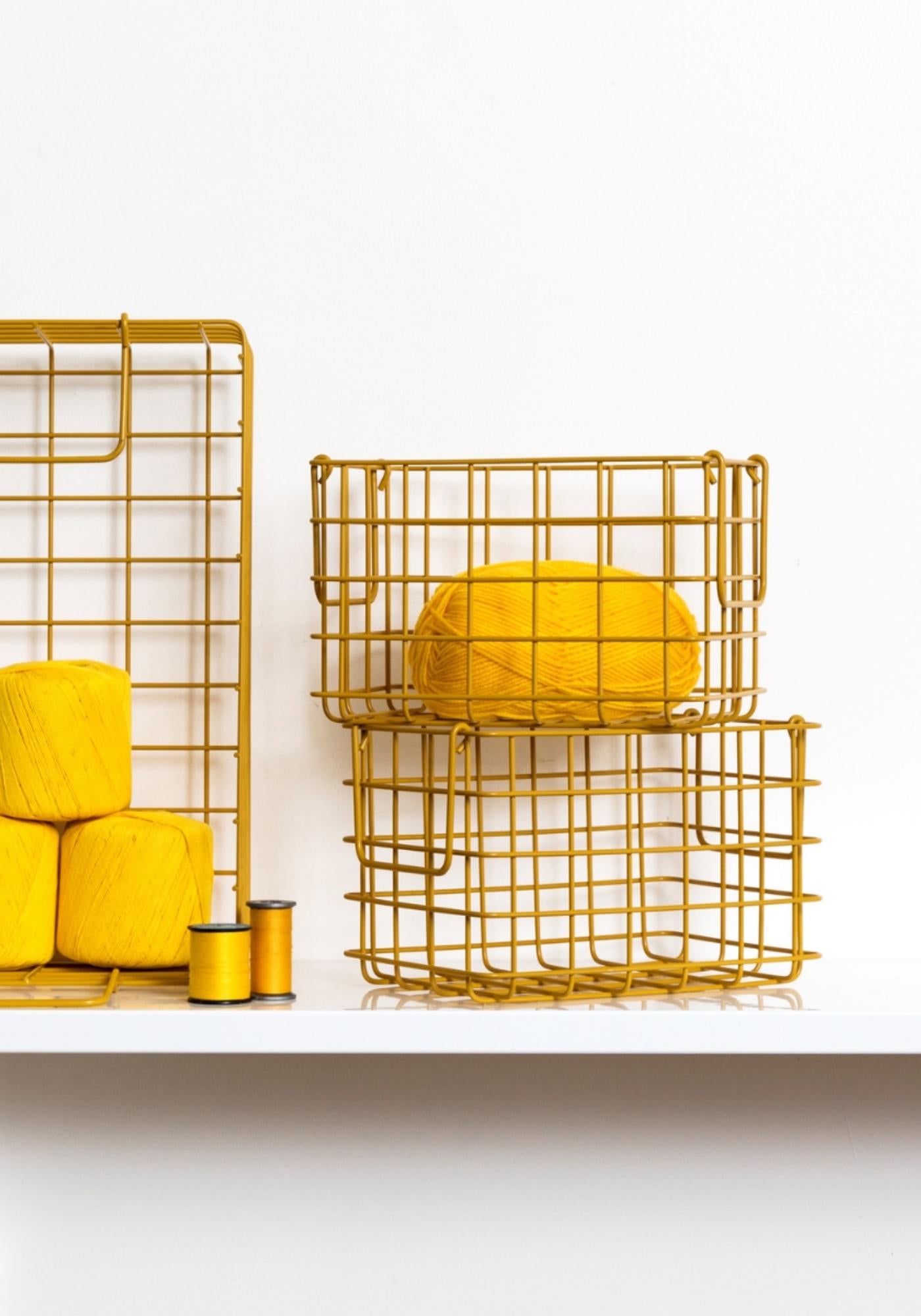 Set of Three Mustard Yellow Baskets - by Mustard Made