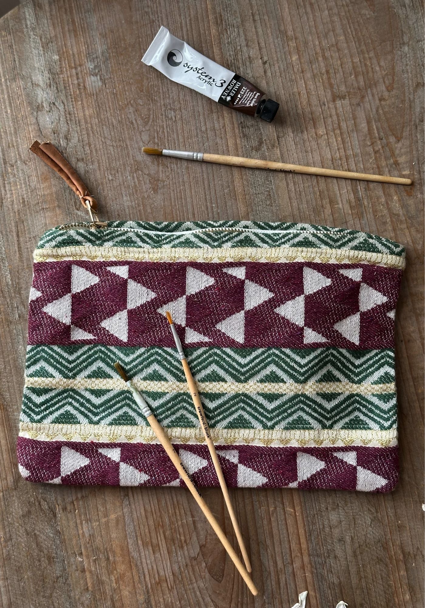 Large Woven Purple Zigzag Pouch