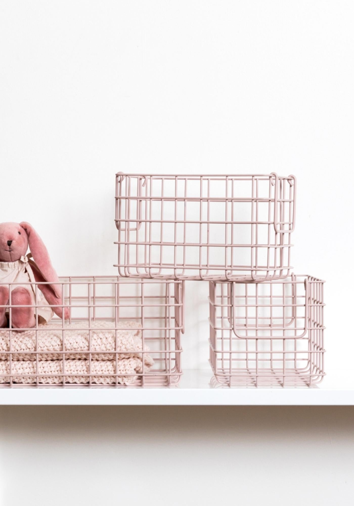 Set of Three Blush Pink Baskets - by Mustard Made