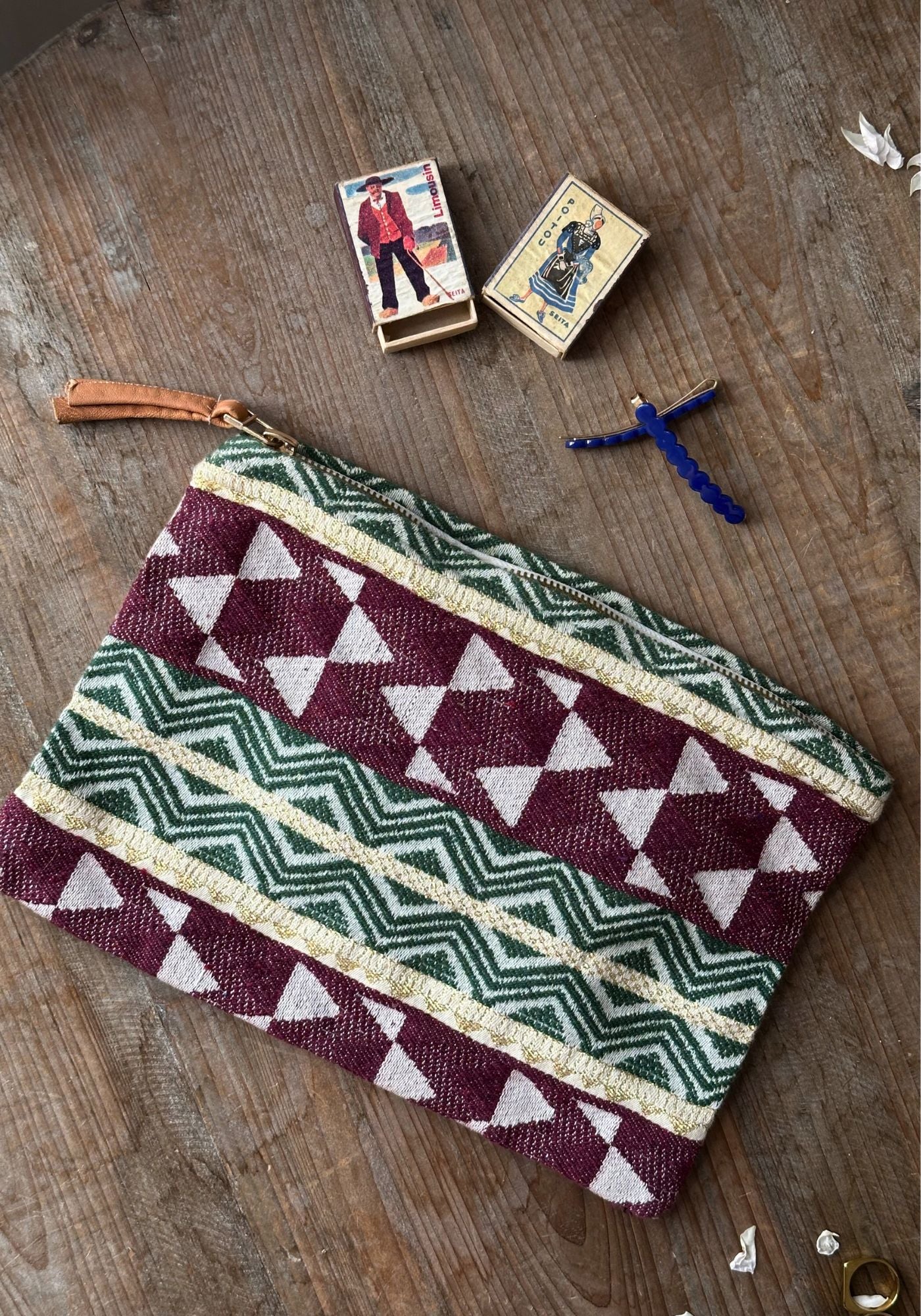 Large Woven Purple Zigzag Pouch