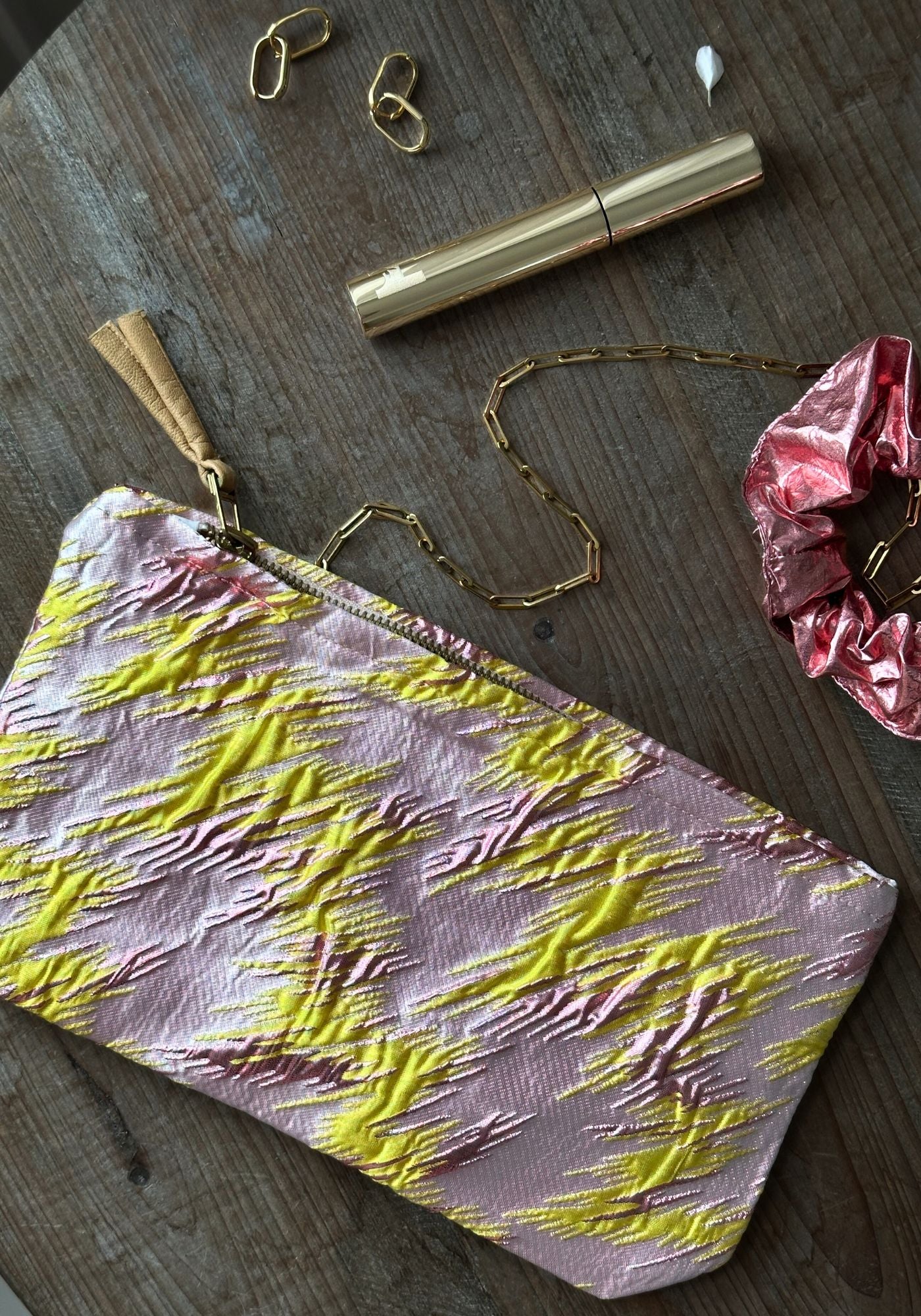 Large Pink and Yellow Lightning Pouch