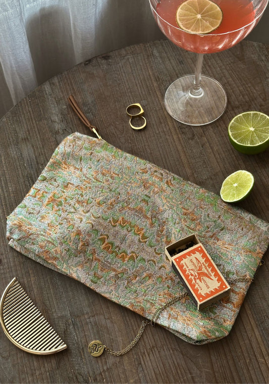 Large Green Seventies Wave Pouch