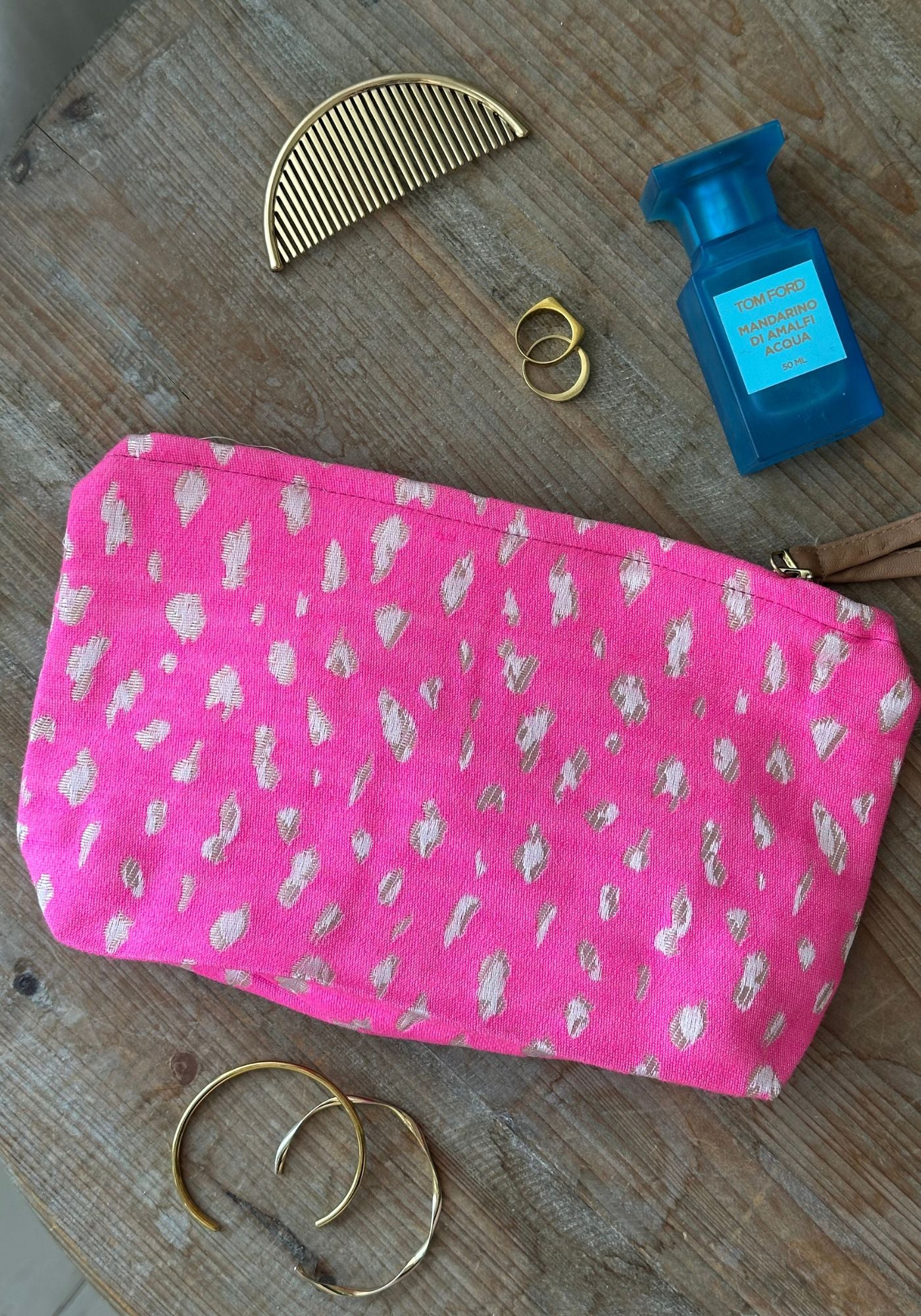 Large Fuschia Glitch Pouch