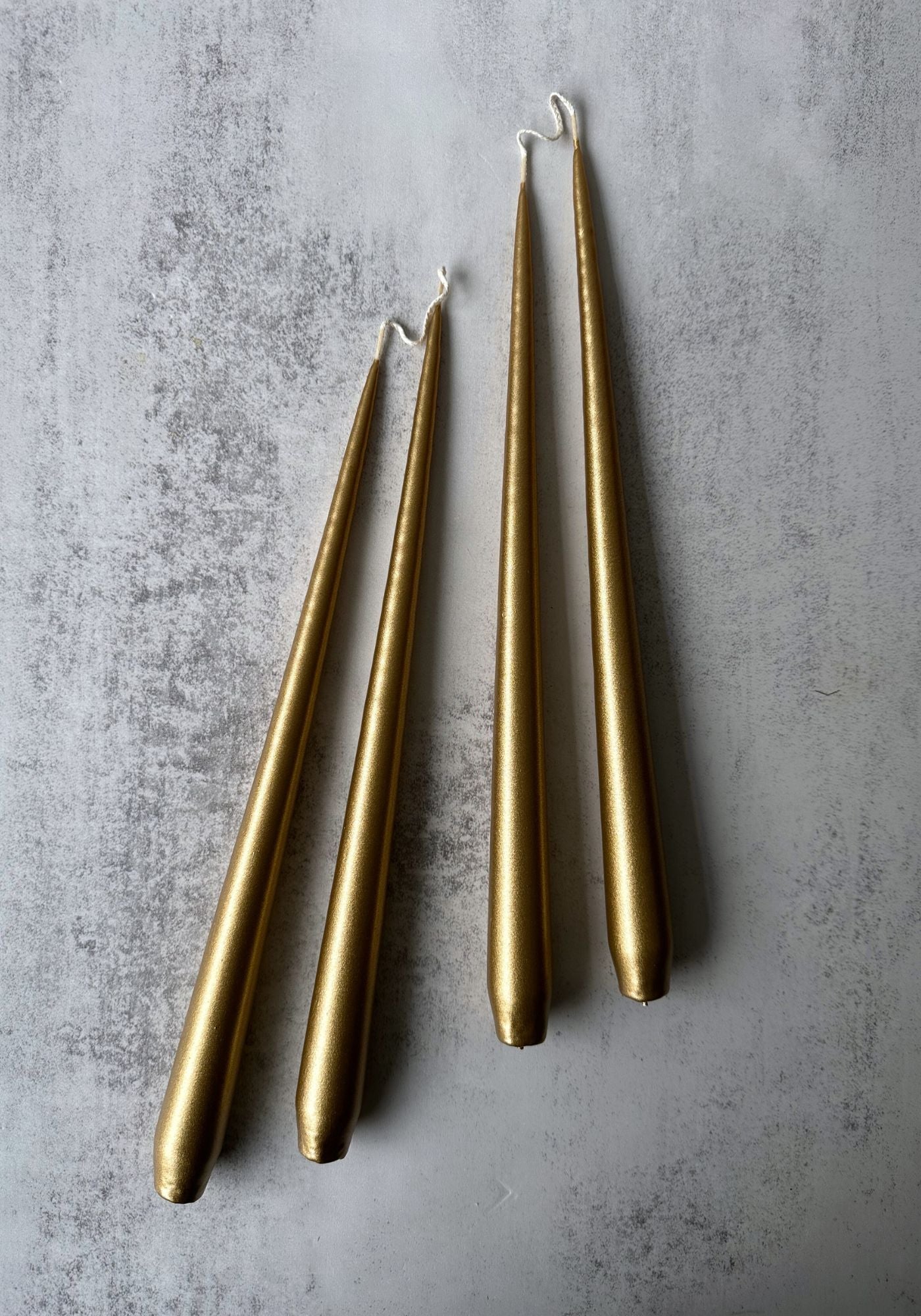 Set of Four Gold Metallic Taper Candles
