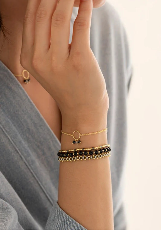 Black Onyx and Labradorite Bracelet