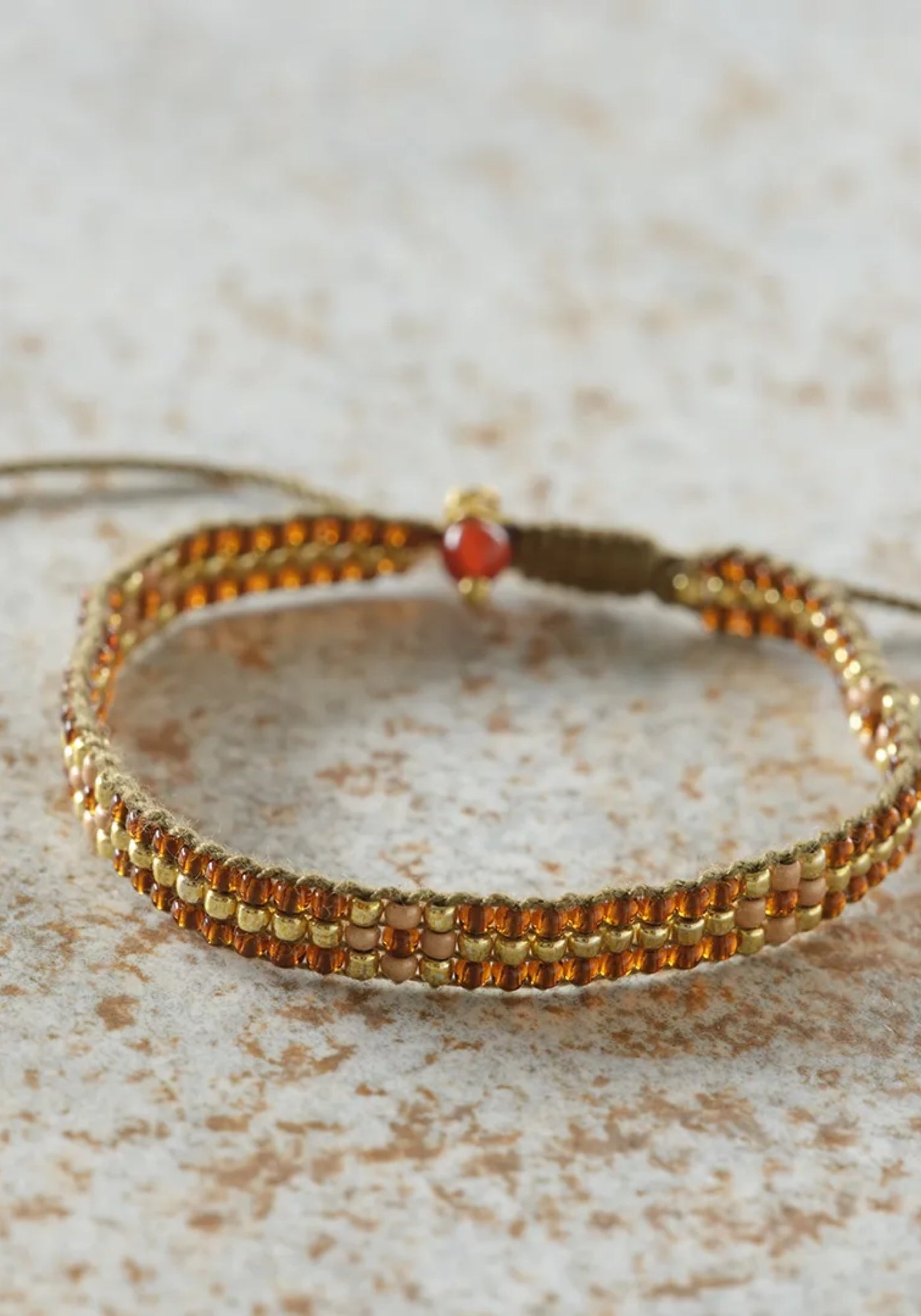 Carnelian Woven Beaded Bracelet