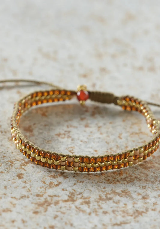 Carnelian Woven Beaded Bracelet
