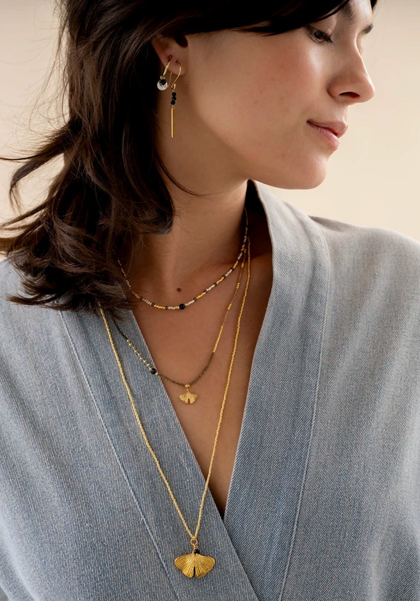 Black Onyx Glass Beaded Necklace