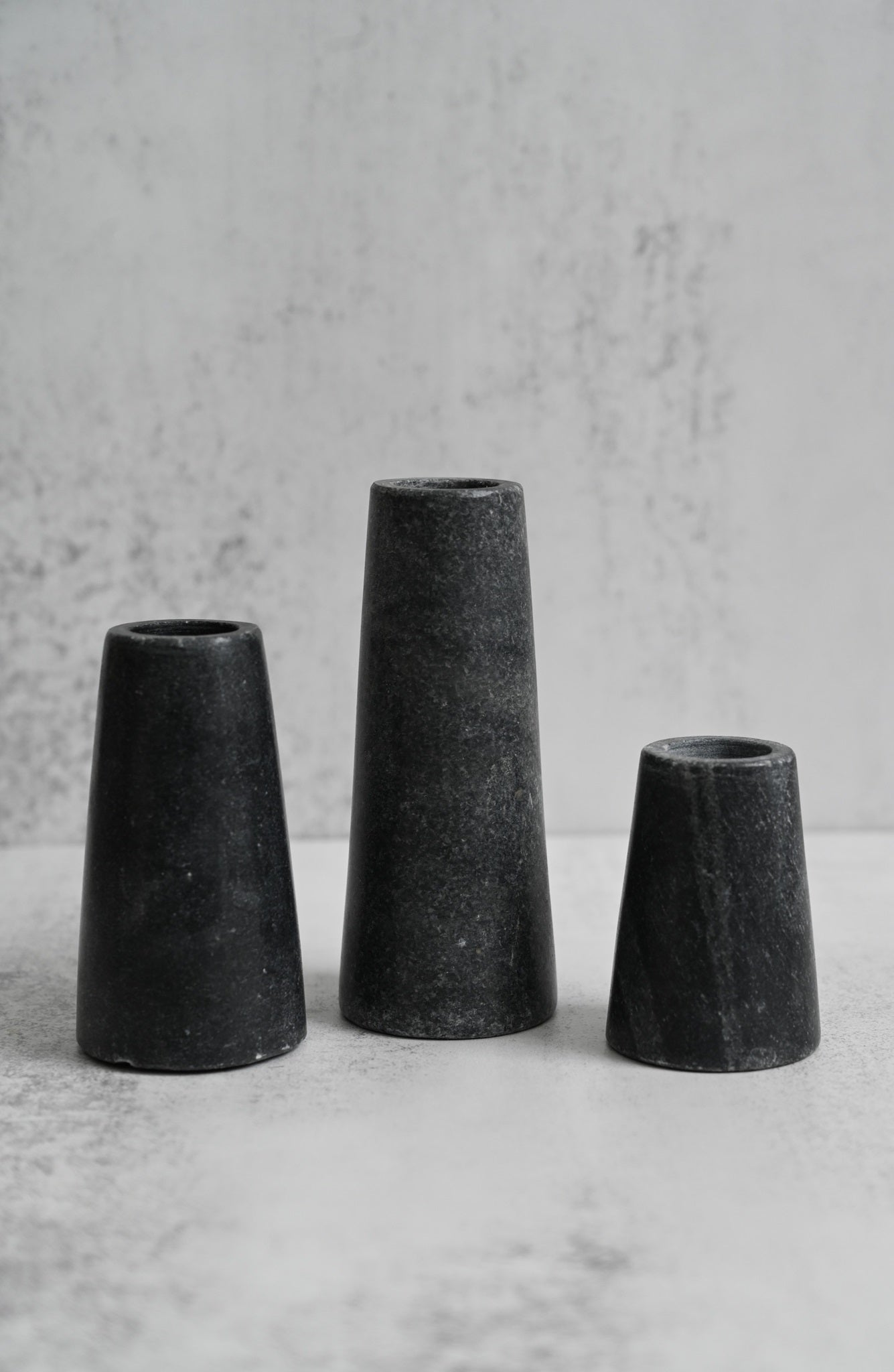 Black Marble Conical Candle Holders