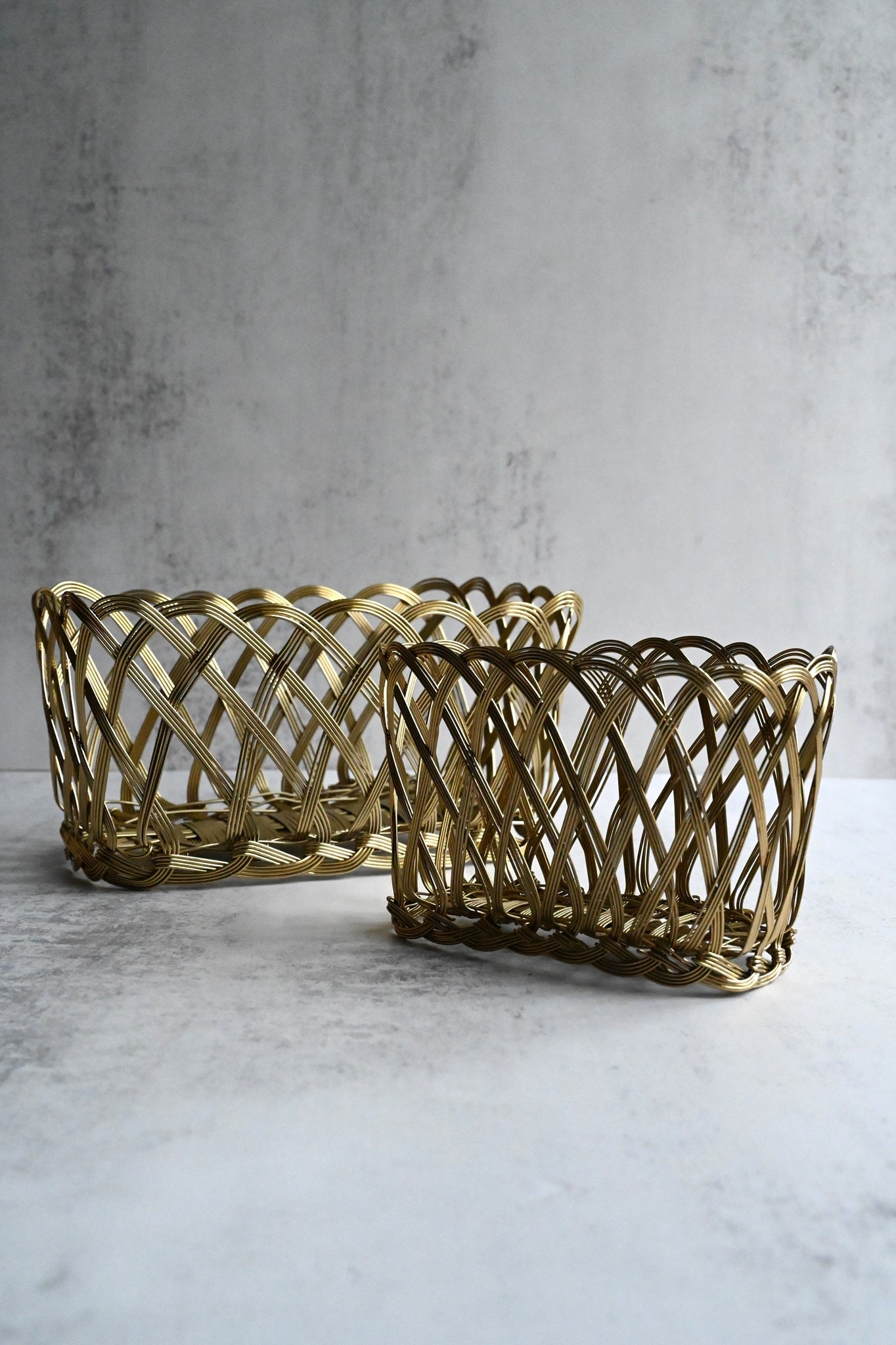 Gold Woven Wire Baskets (Set of 2)