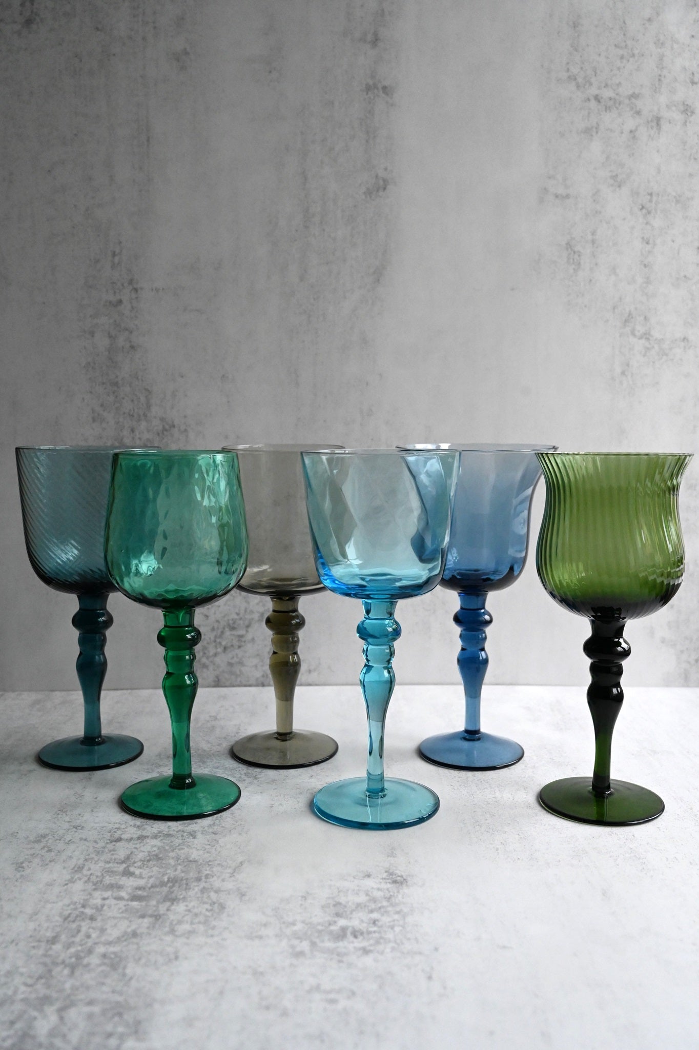 Set of Six Art Nouveau Wine Goblets