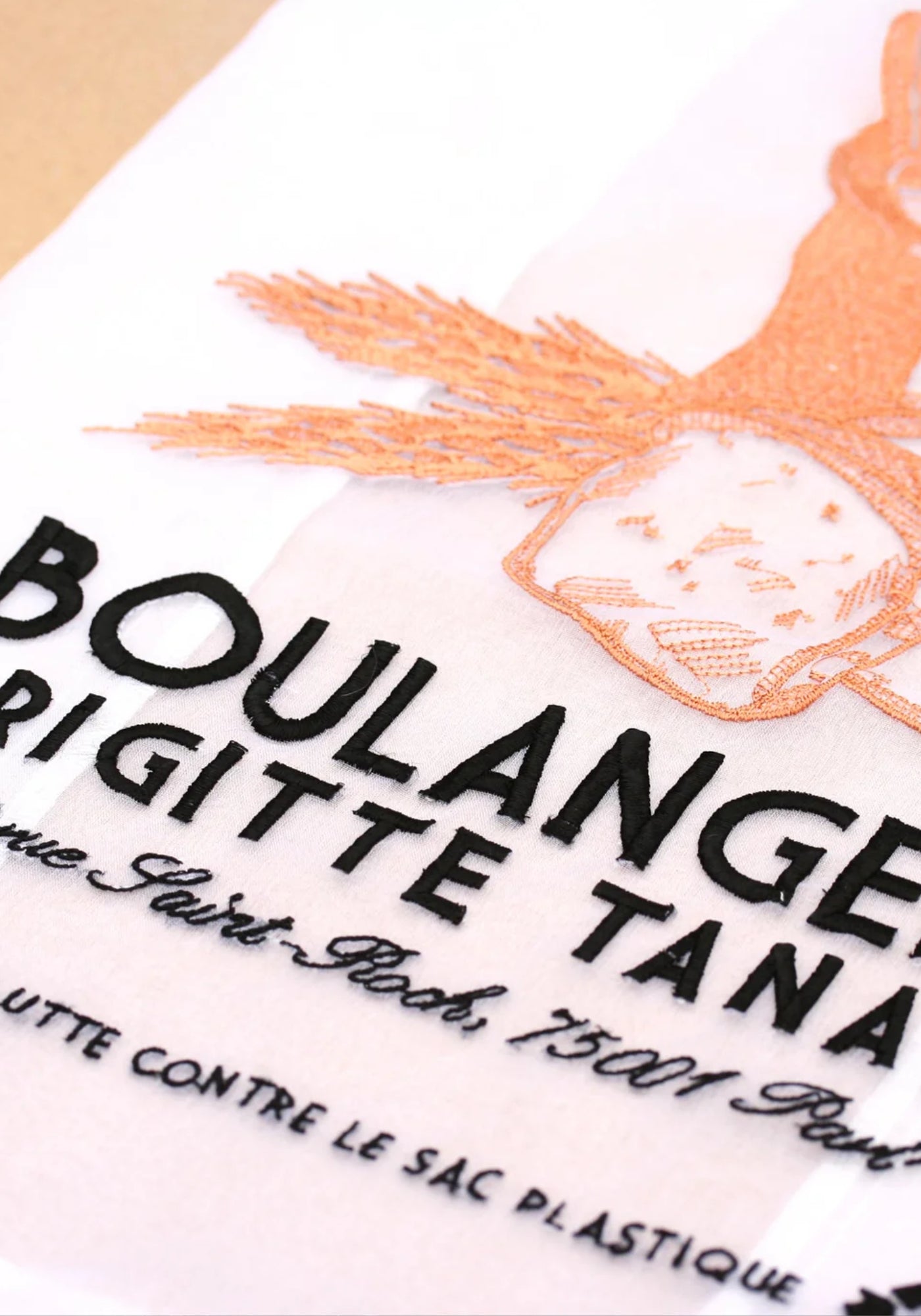 Sac cabas en organza brodé Boulangerie