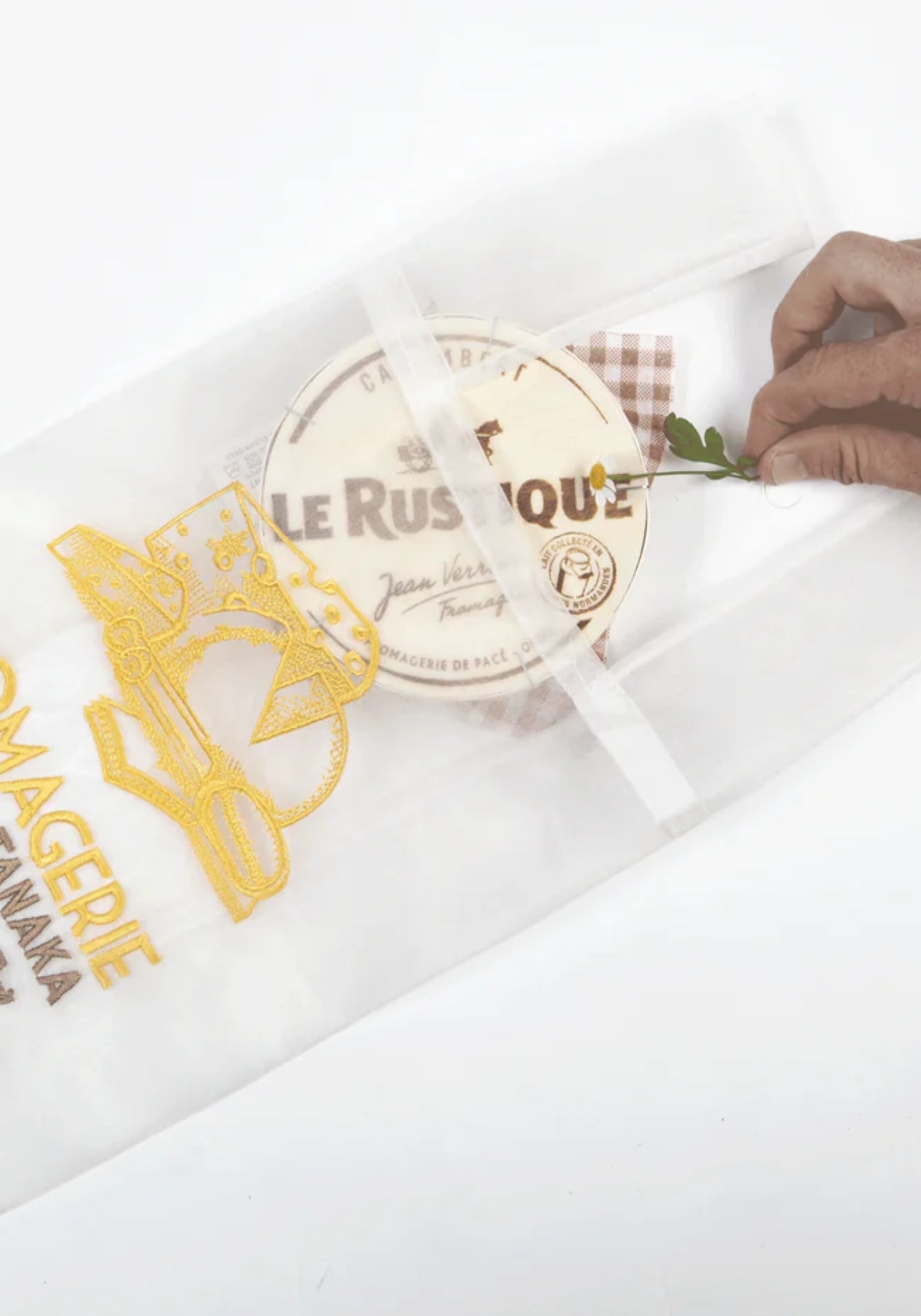 Tragetasche aus Organza mit Stickerei „Fromagerie“