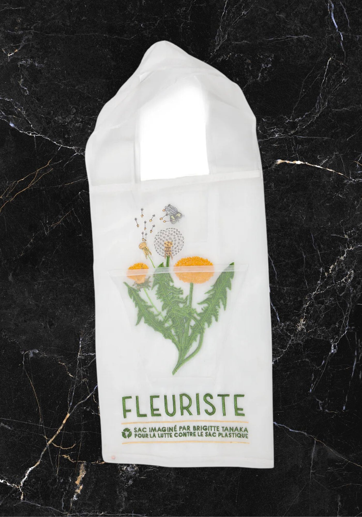 Organza-Einkaufstasche mit Löwenzahn-Stickerei