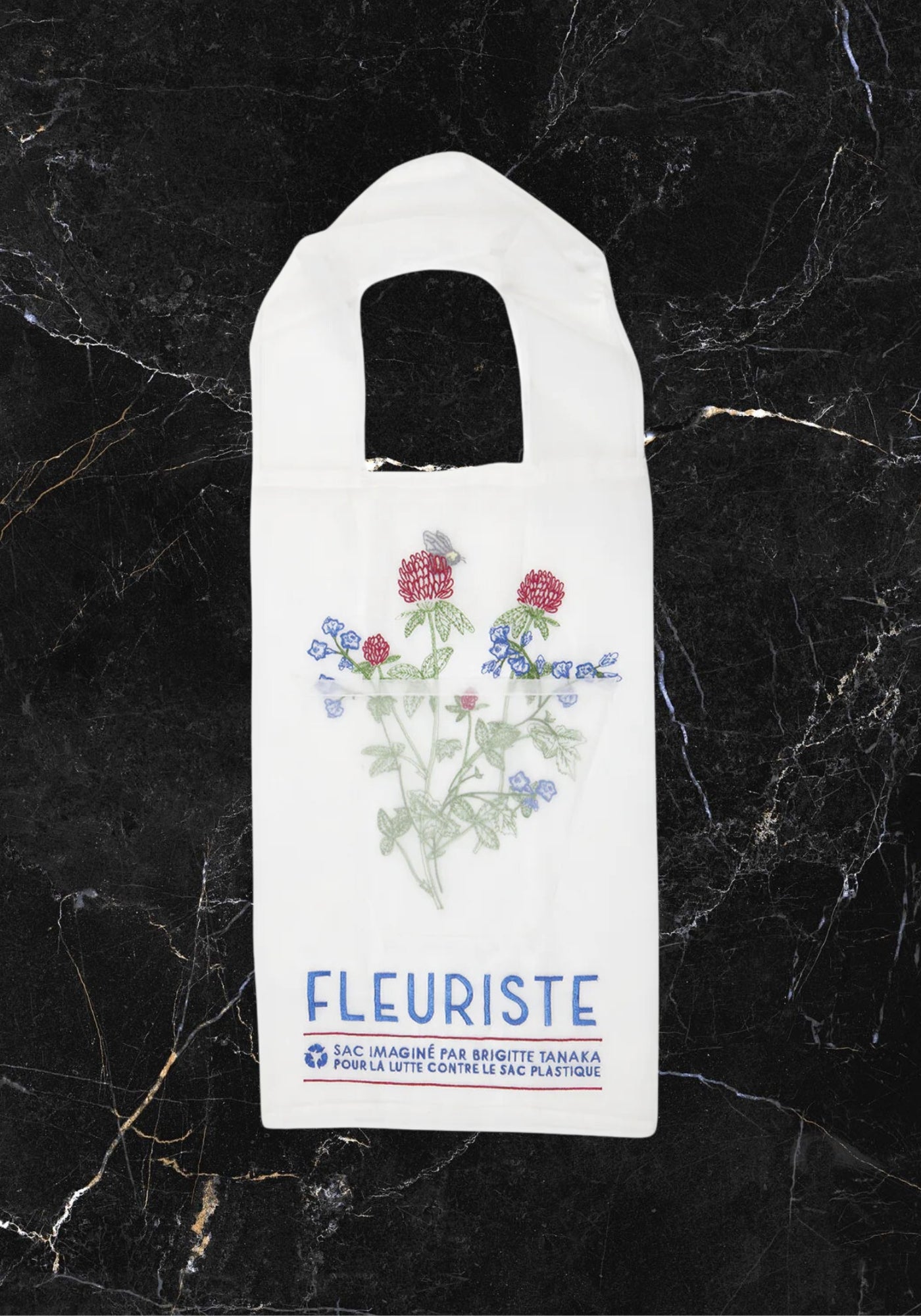 Rote Organza-Tragetasche mit Blumenstickerei