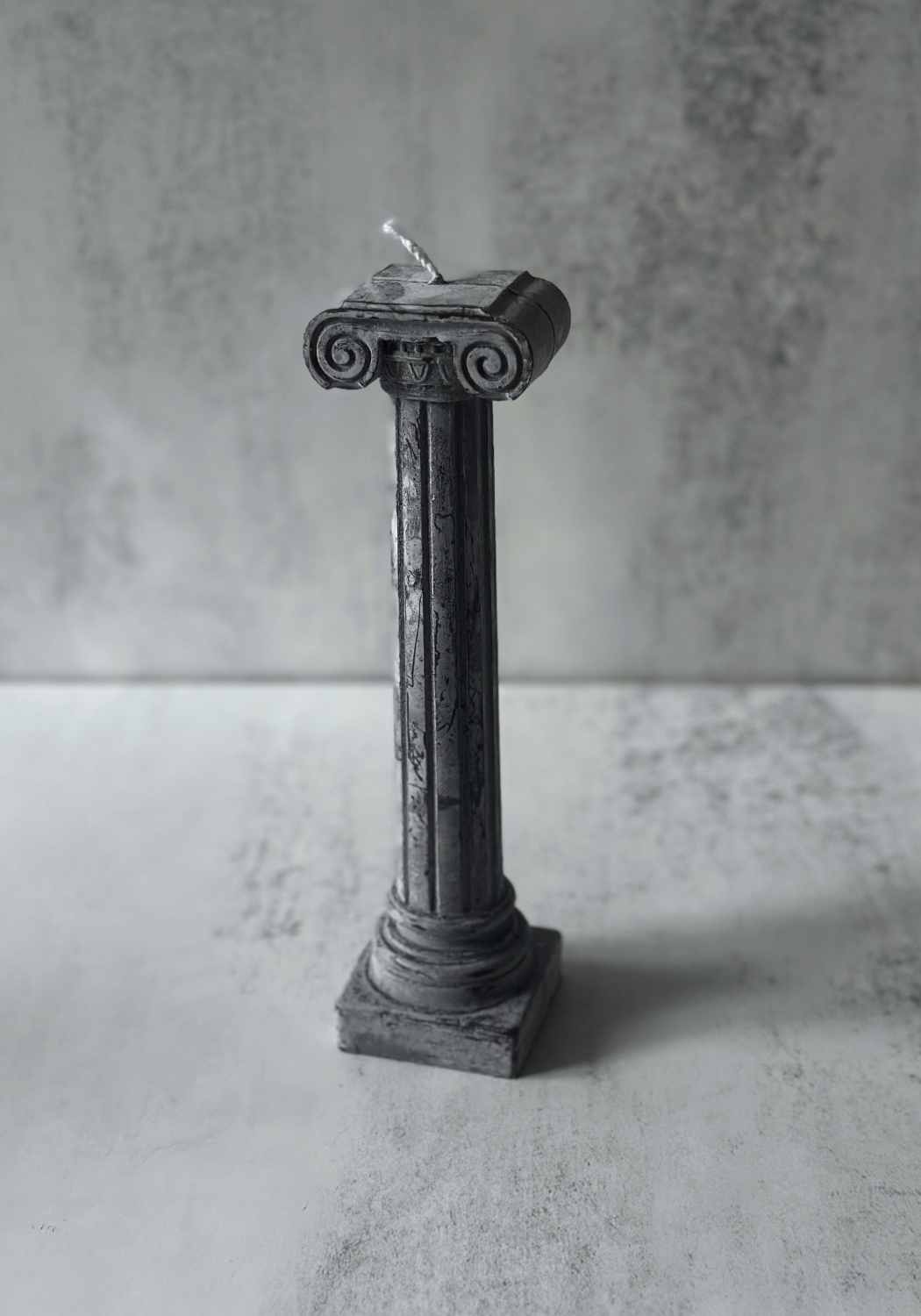 Tall Grey Roman Pillar Candle