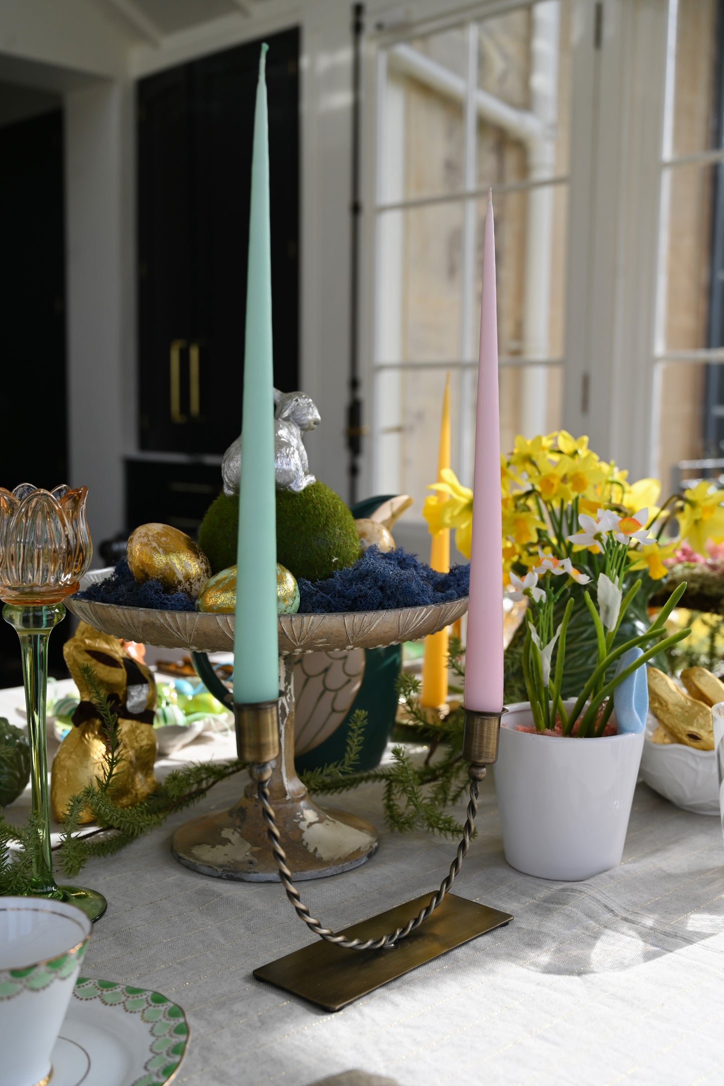 Antique Brass Twisted Candle Holders