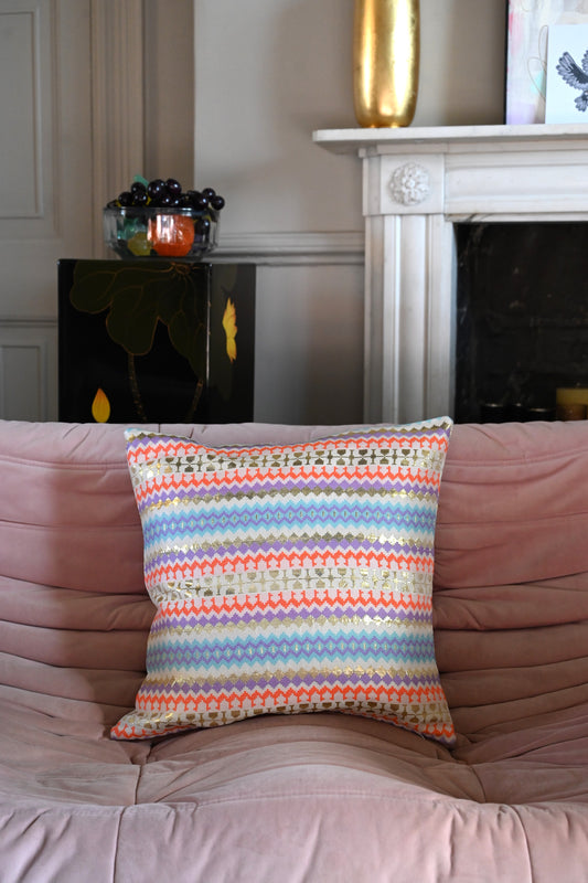 Orange and Blue Zigzag Stripe Cushion Collection
