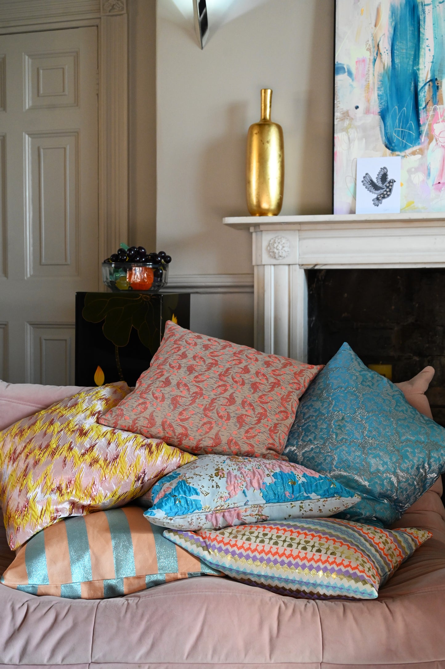 Orange and Blue Zigzag Stripe Cushion Collection