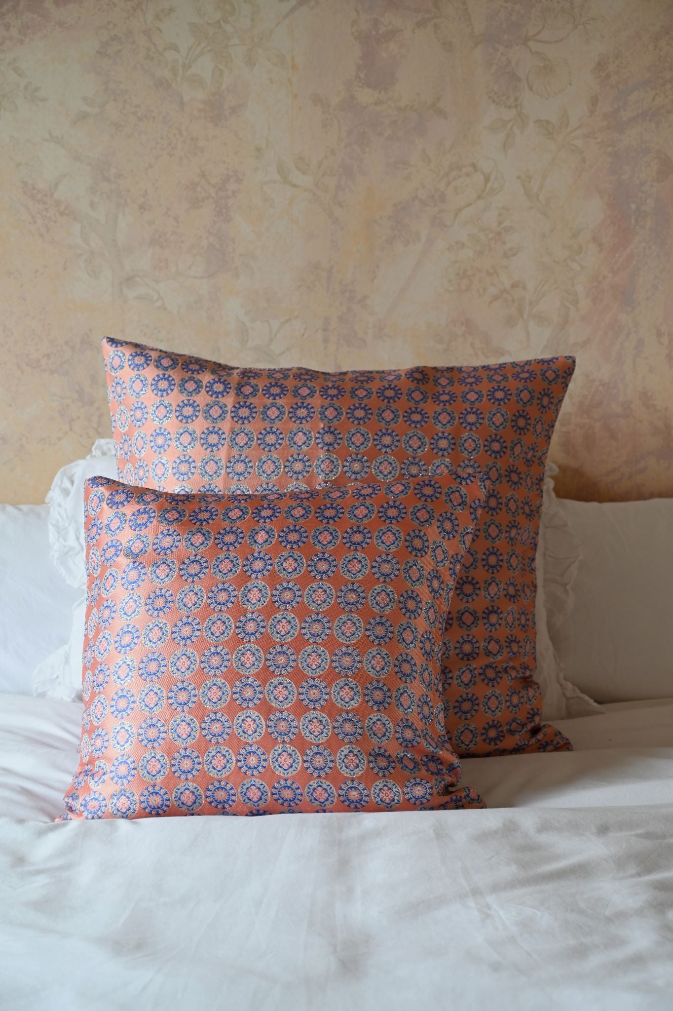 Peach and Blue Dreamcatcher Cushions by Dagny