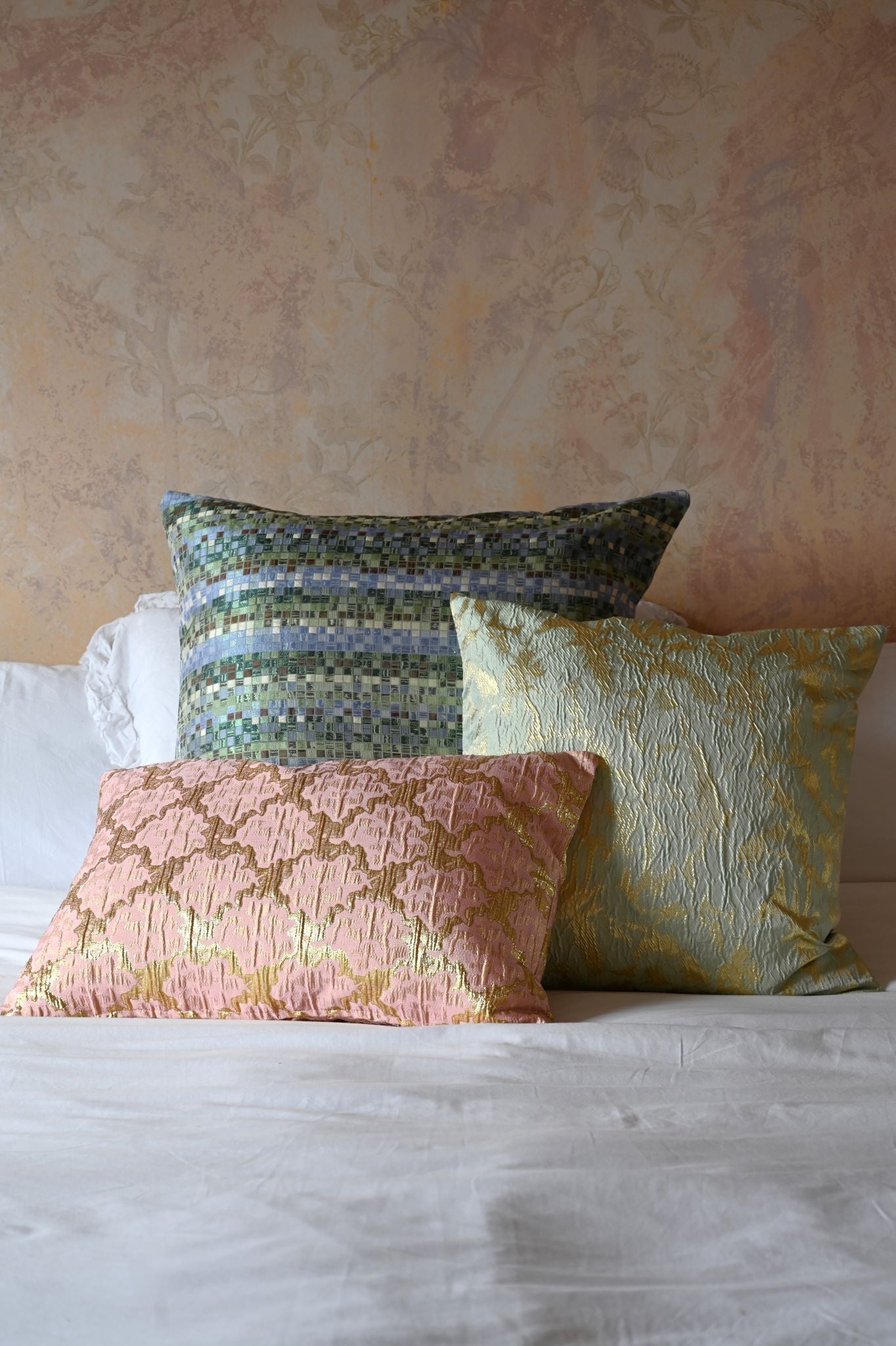 Green and Blue Miniature Tile Cushion Collection