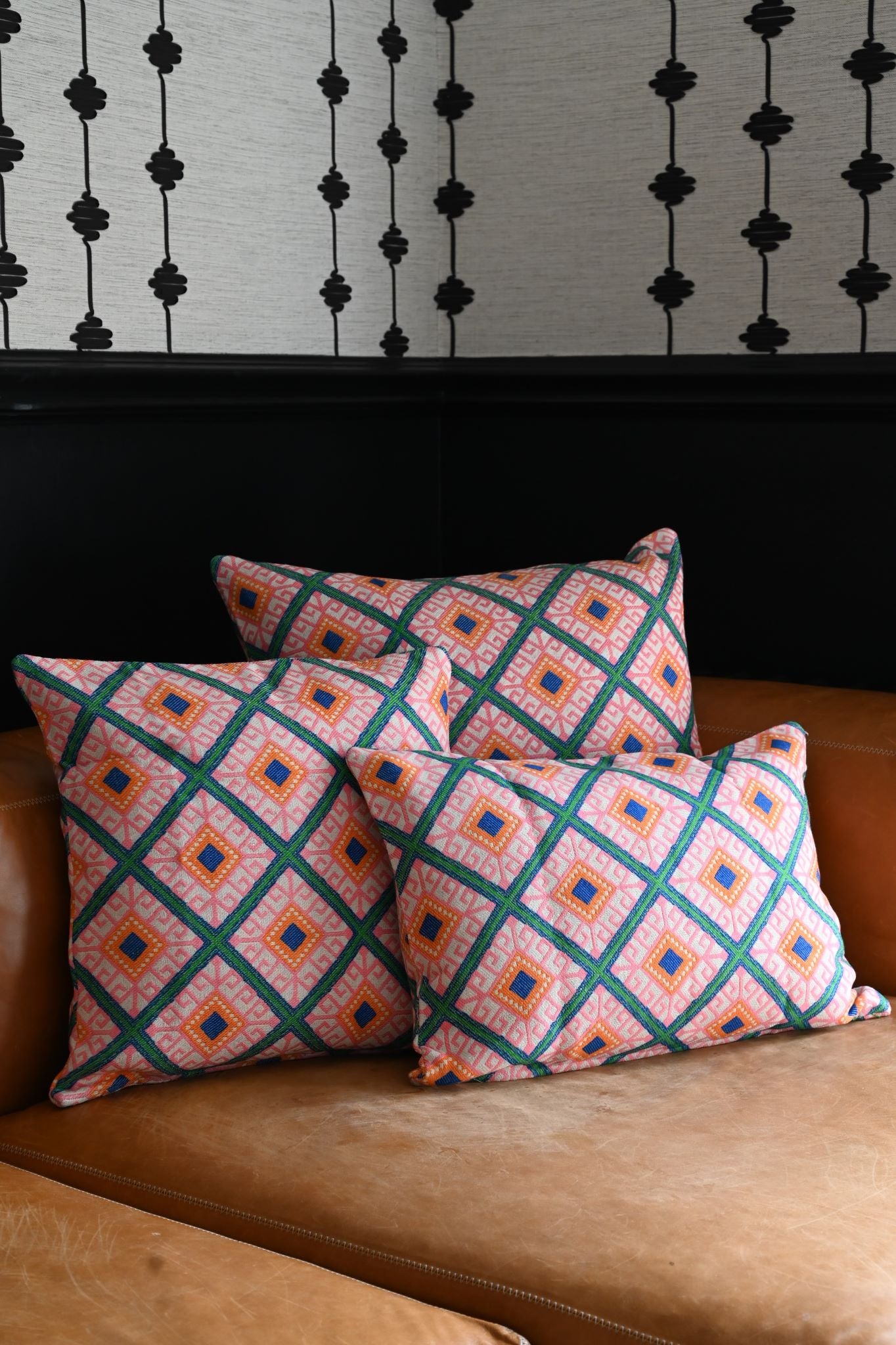 Pink Moorish Tile Print Cushion Collection