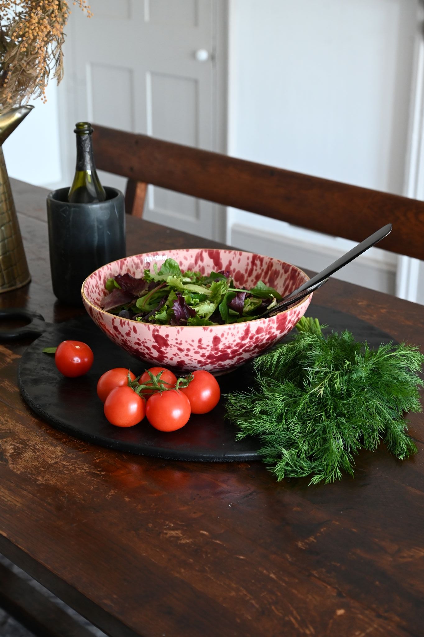 Pink Hand Painted Large Ceramic Bowl