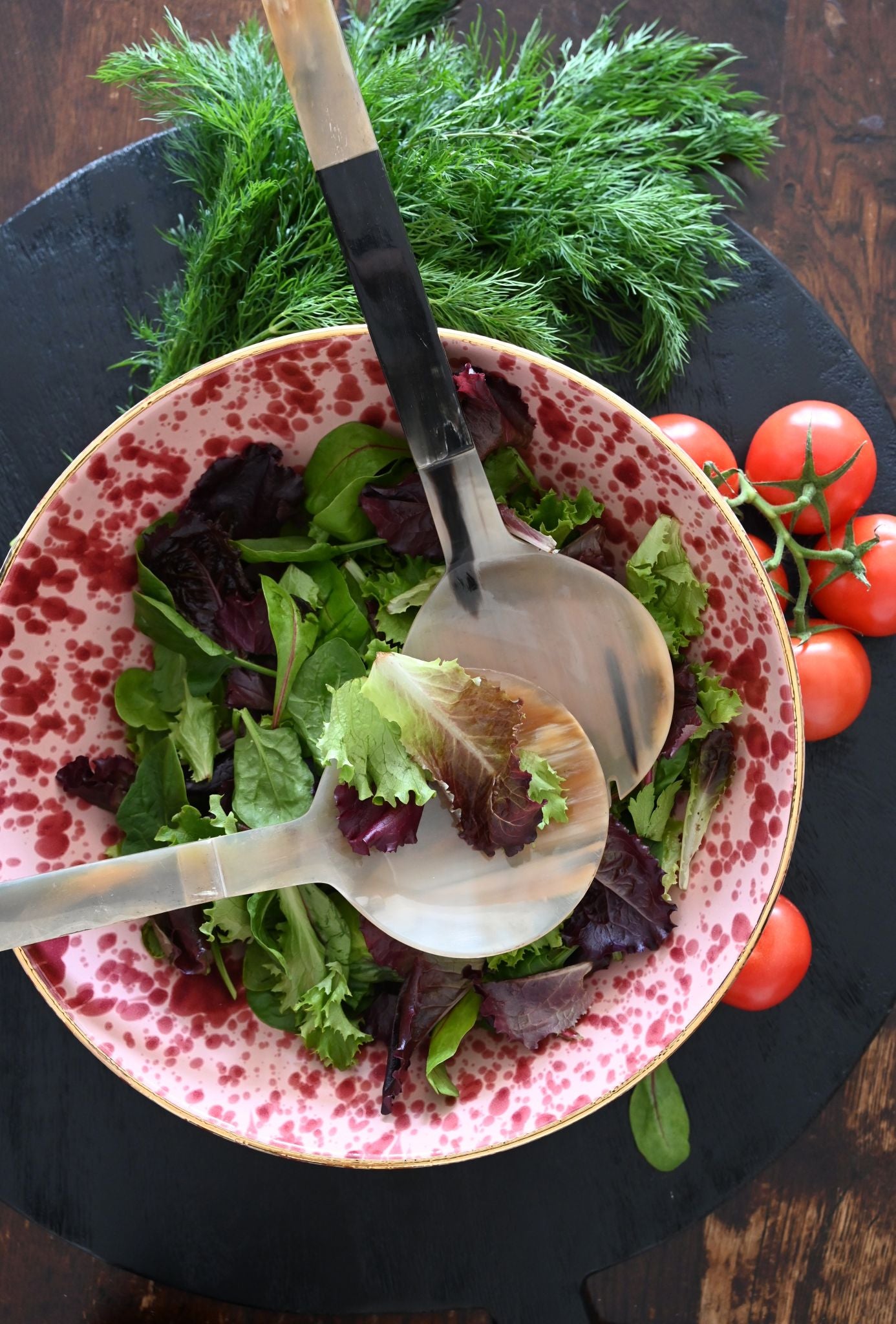 Salatbesteck aus gemischtem Horn