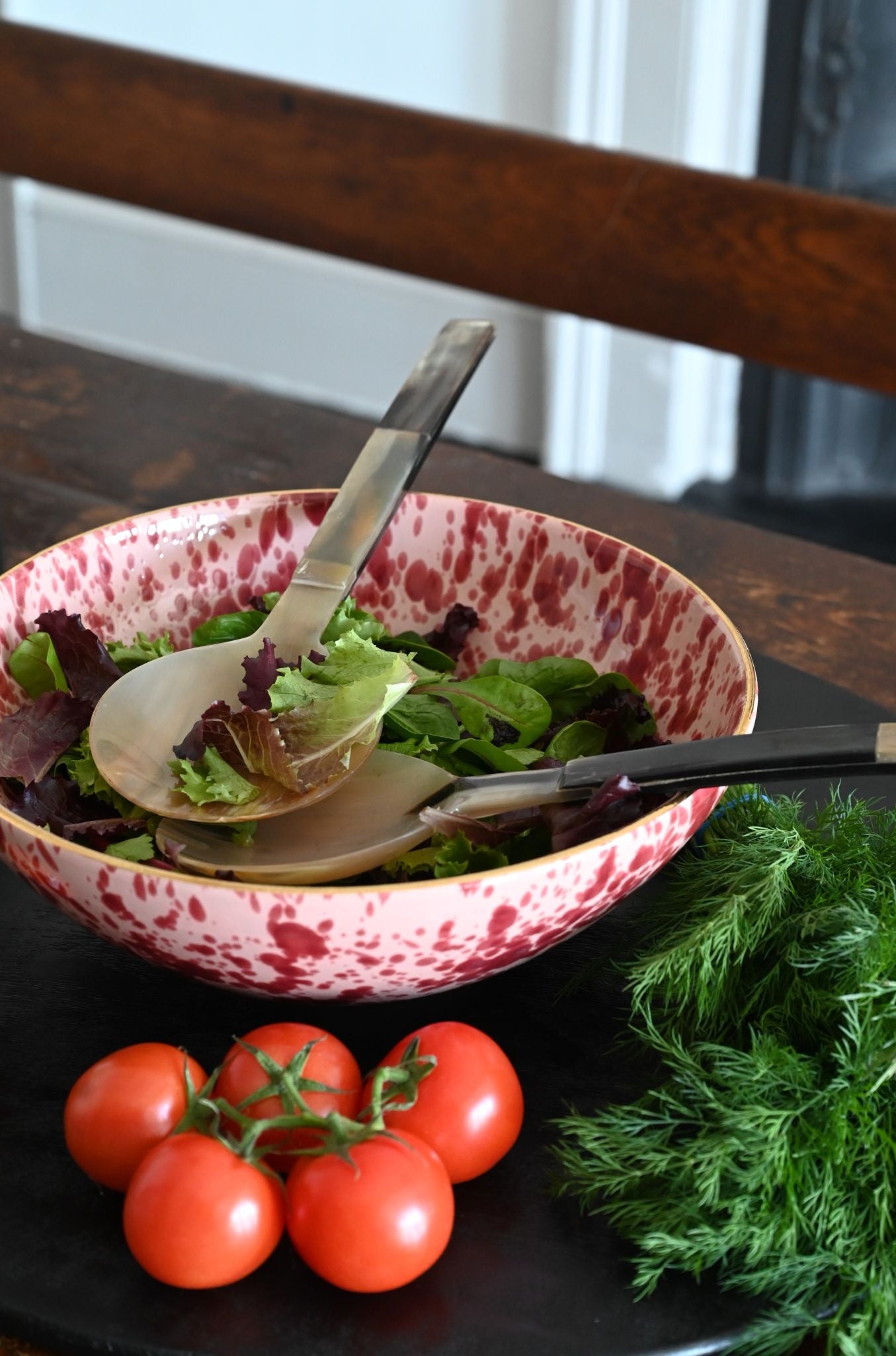 Salatbesteck aus gemischtem Horn