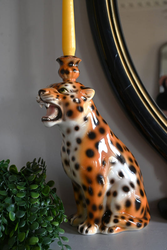 Hand-painted Leopard Candle Holder
