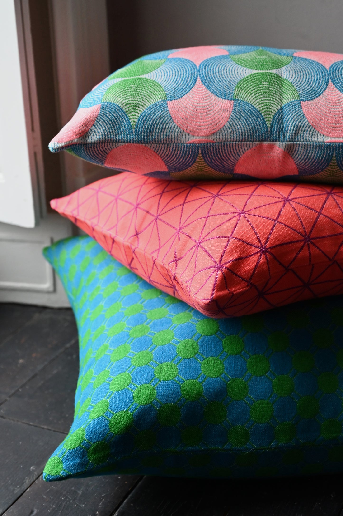 Electric Pink Geometric Triangle Cushion Collection