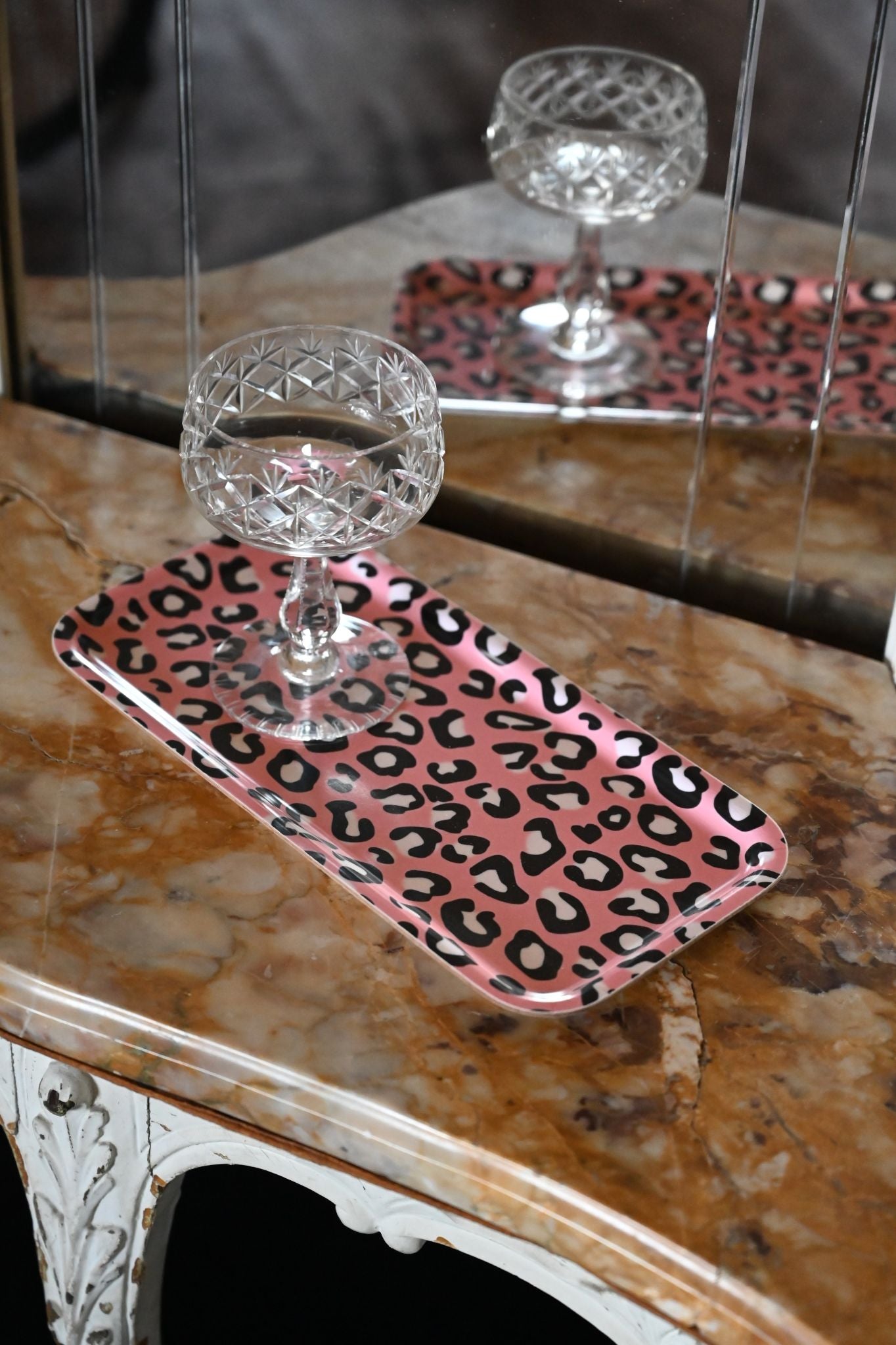 Pink Leopard Print Tray