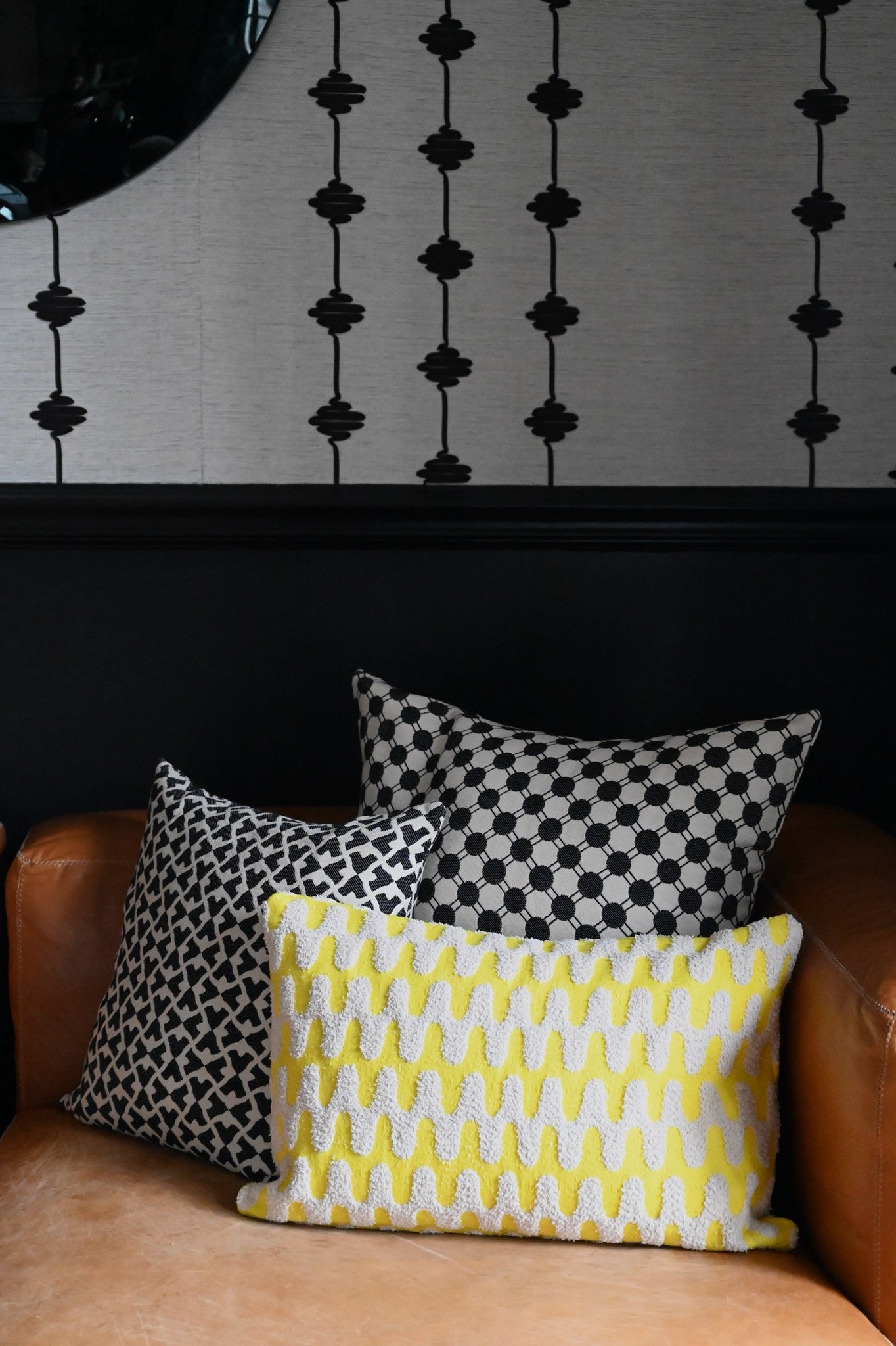 Yellow and White Tufted Zigzag Cushion Collection