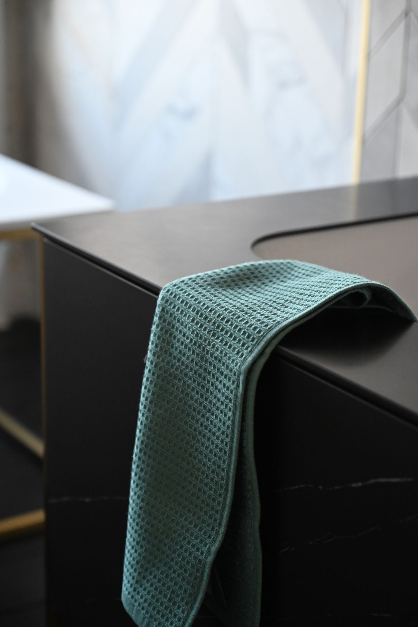 Teal Recycled Cotton Double-sided Guest Towel