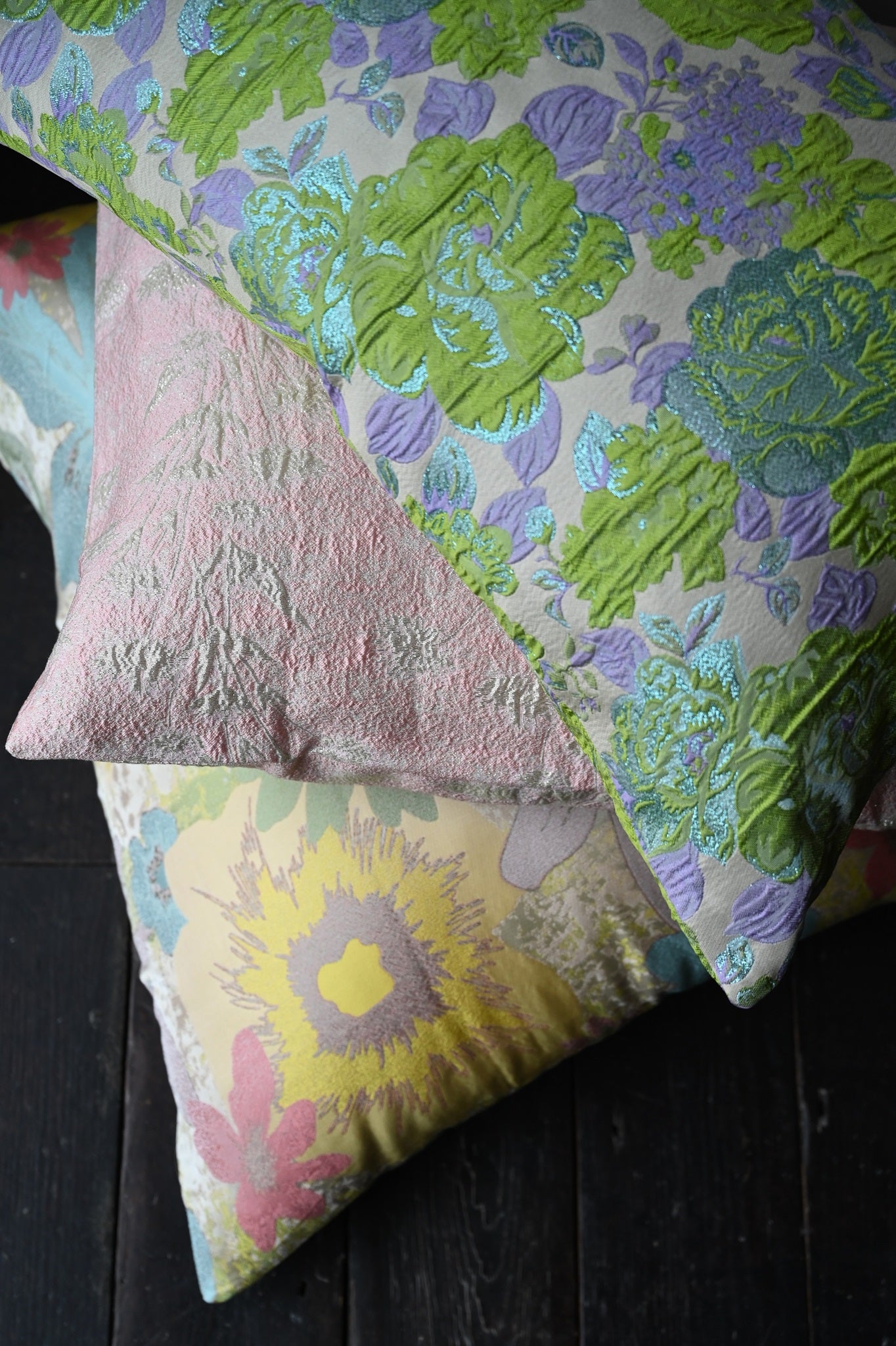 Green and Purple Peony Cushion Collection