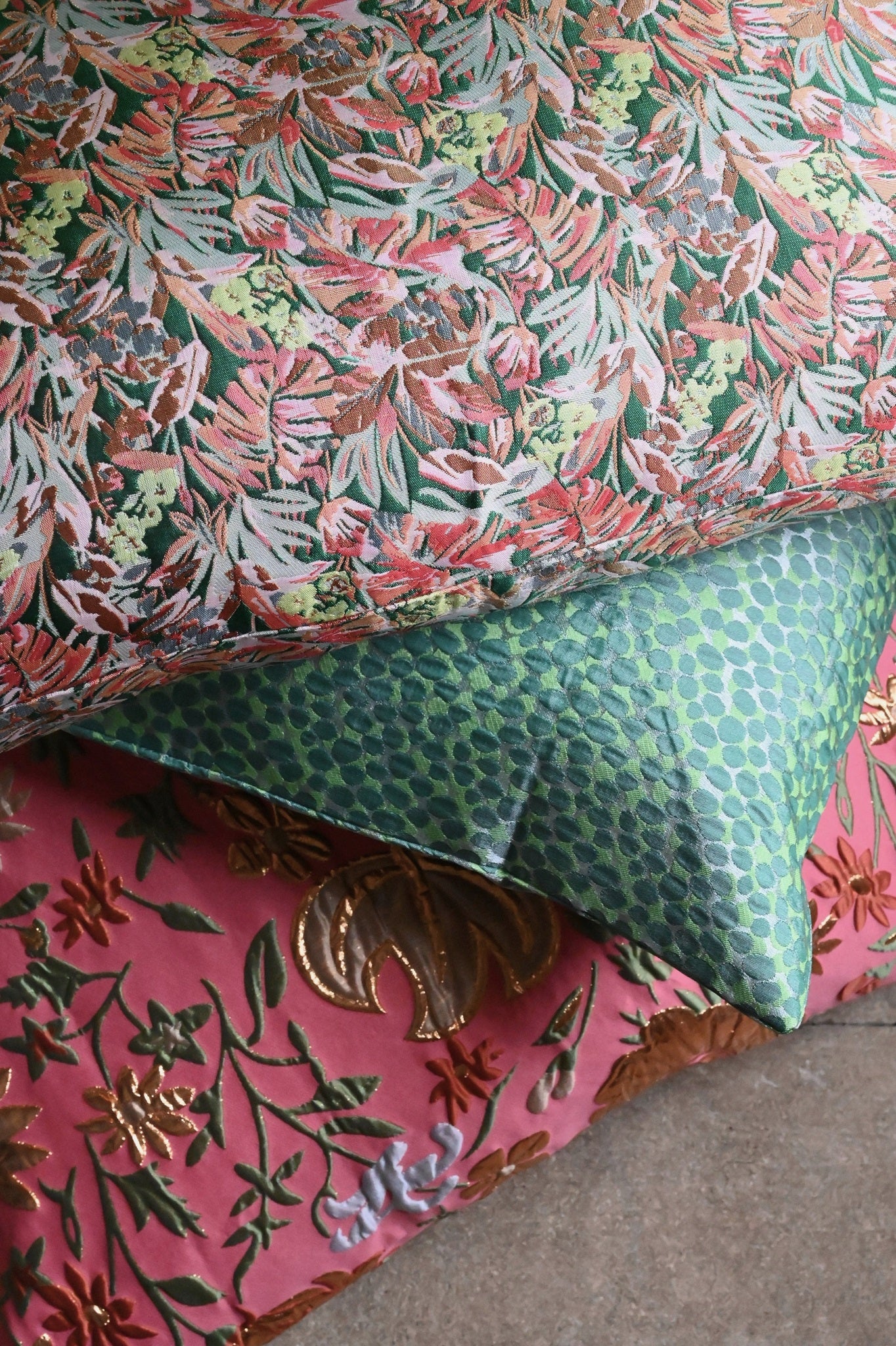 Green and Pink Tropical Cushion Collection