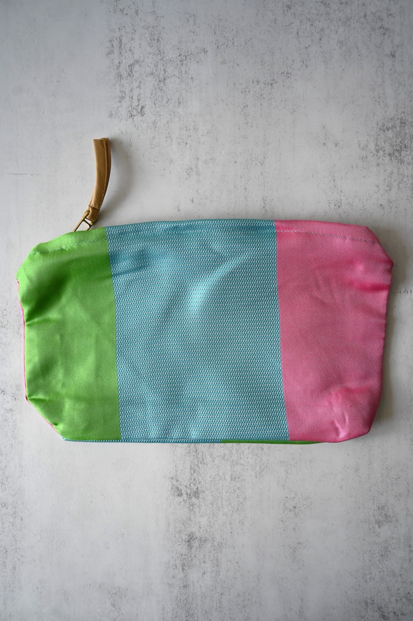 Large Green and Pink Block Colour Pouch