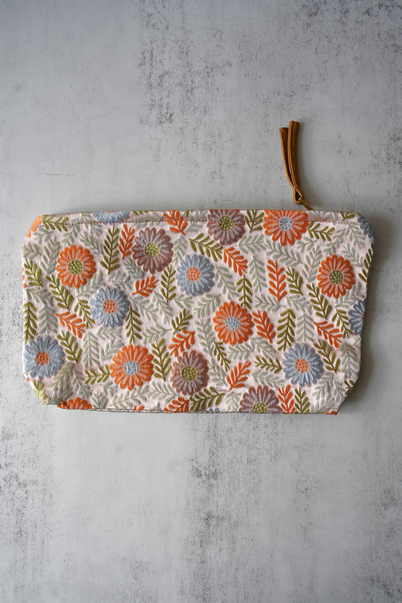 Large Seventies Orange Daisy Pouch