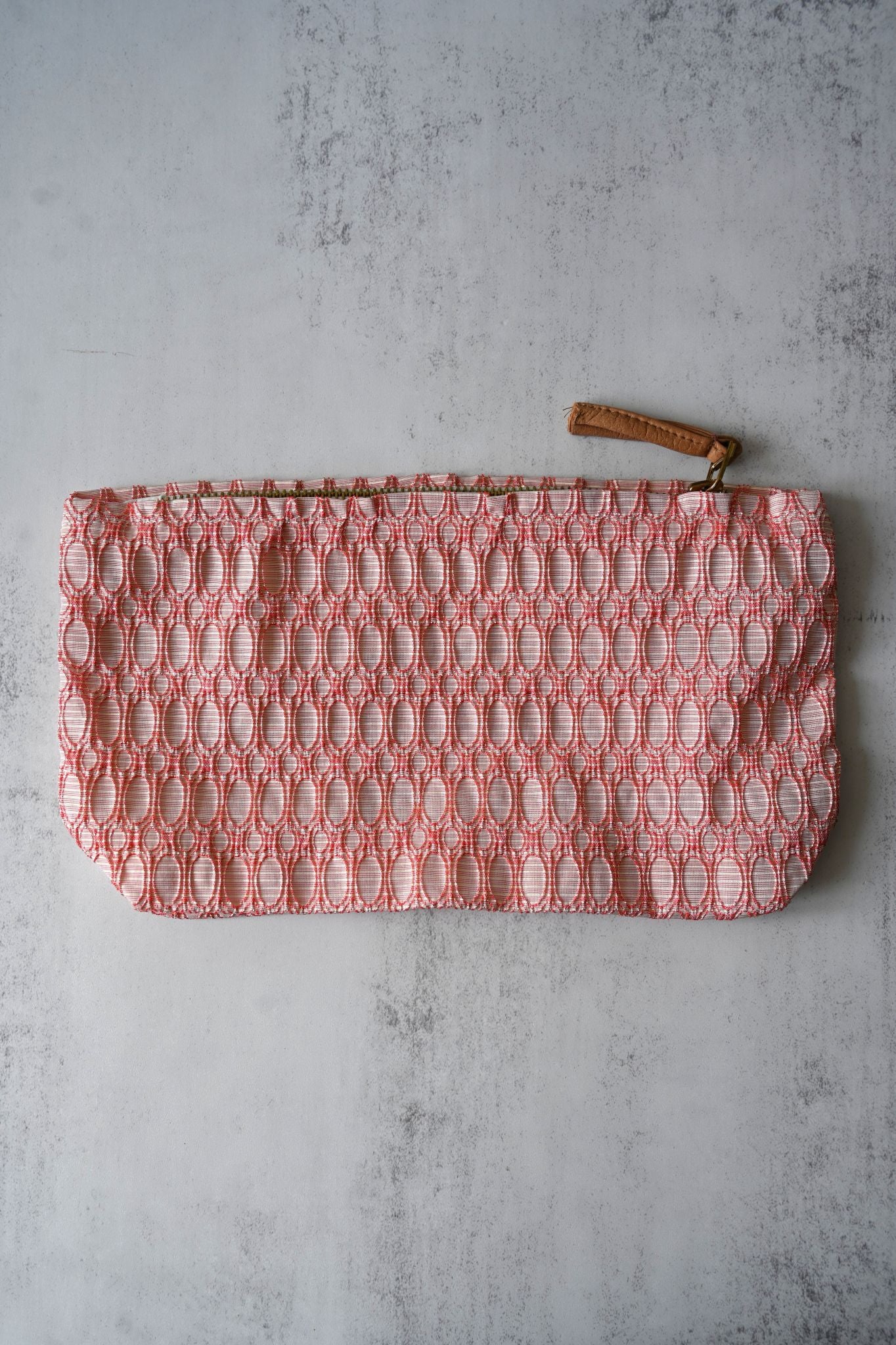 Large Pink Oval Patterned Pouch