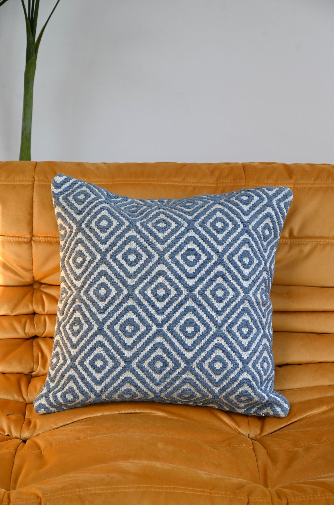 Woven Blue Diamond Cushion Collection