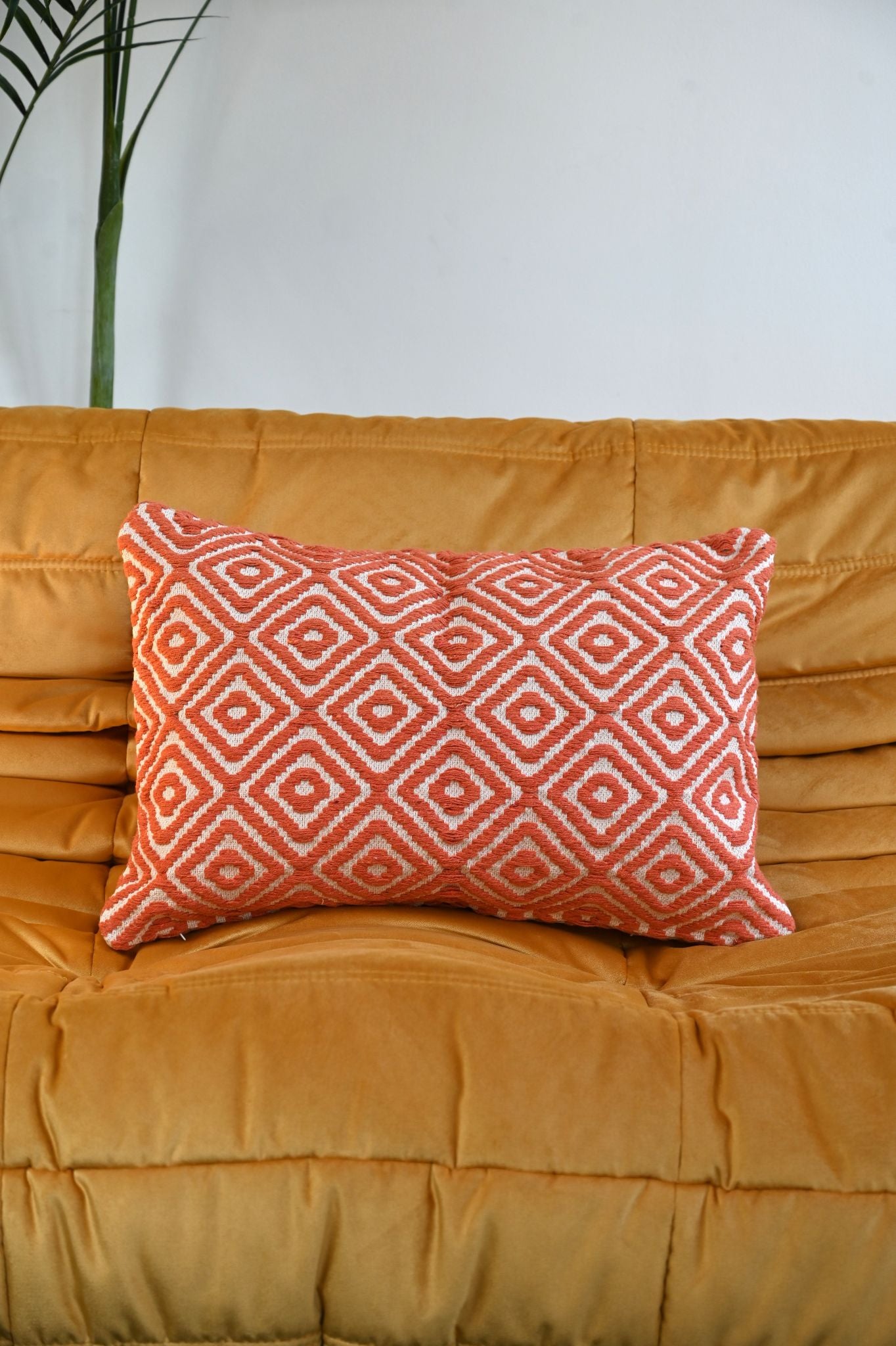 Orange Woven Diamond Cushion Collection