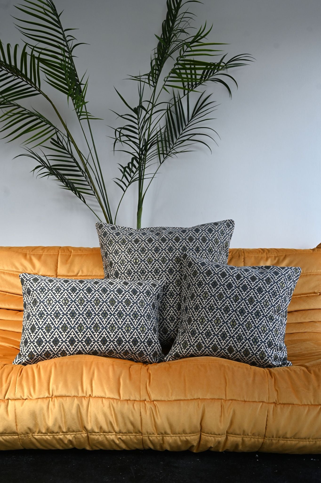 Smoke Grey and Gold Diamond Cushion Collection