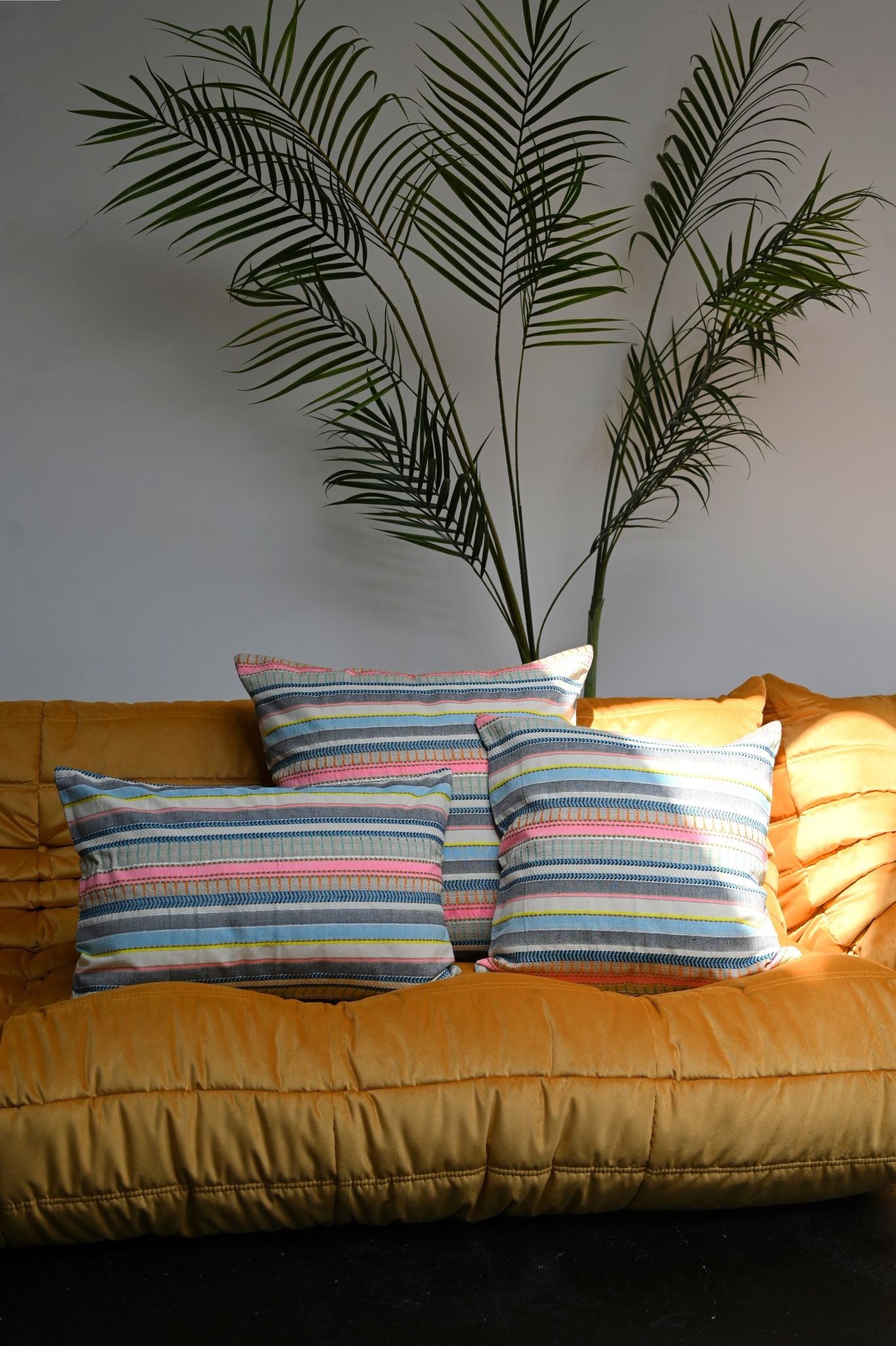 Woven Multicoloured Stripe Cushion Collection