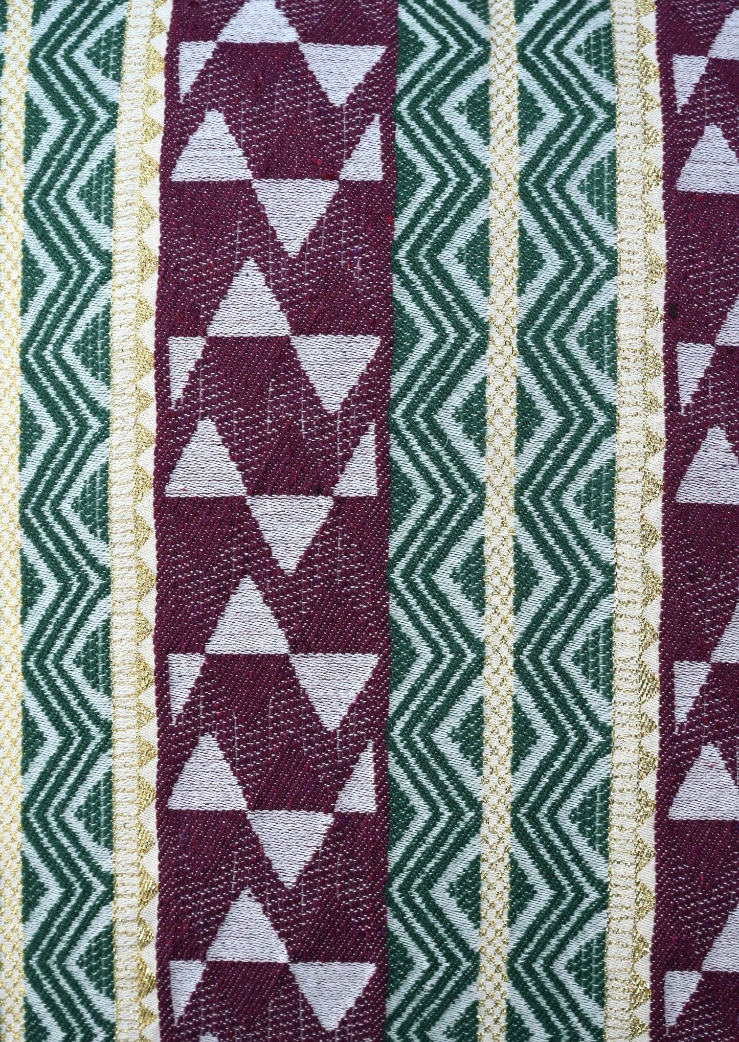 Woven Purple and Green Zigzag Square Cushion