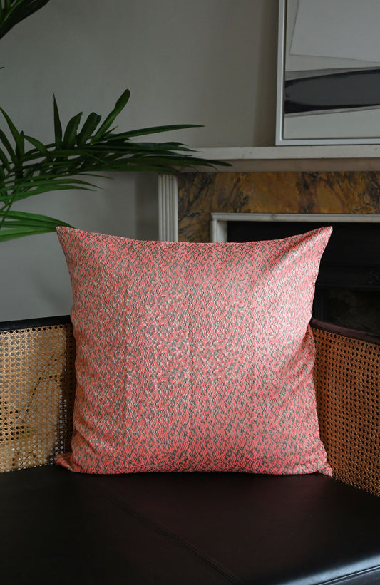 Coral Ditsy Blocks Cushion Collection