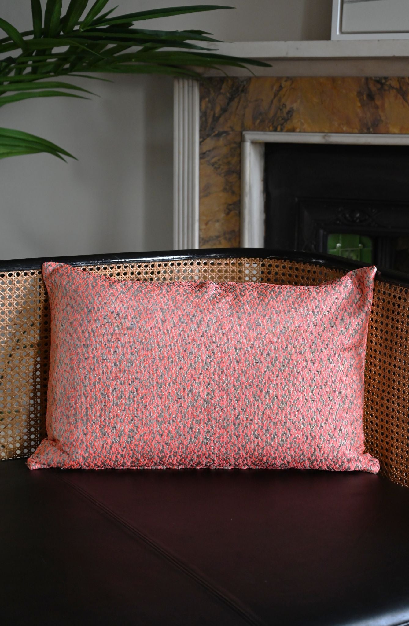 Coral Ditsy Blocks Cushion Collection
