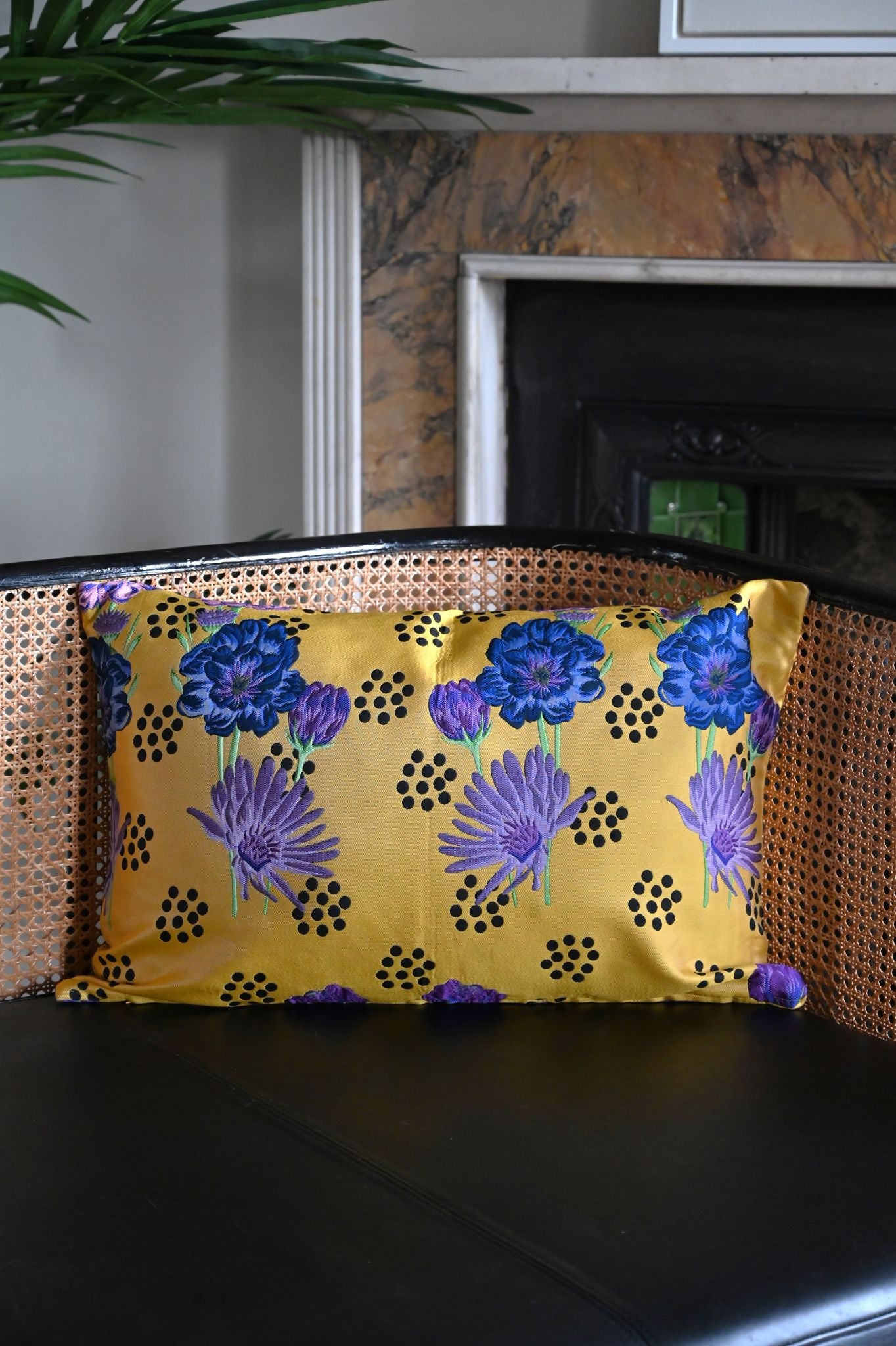 Mustard and Purple Abstract Floral Cushion Collection