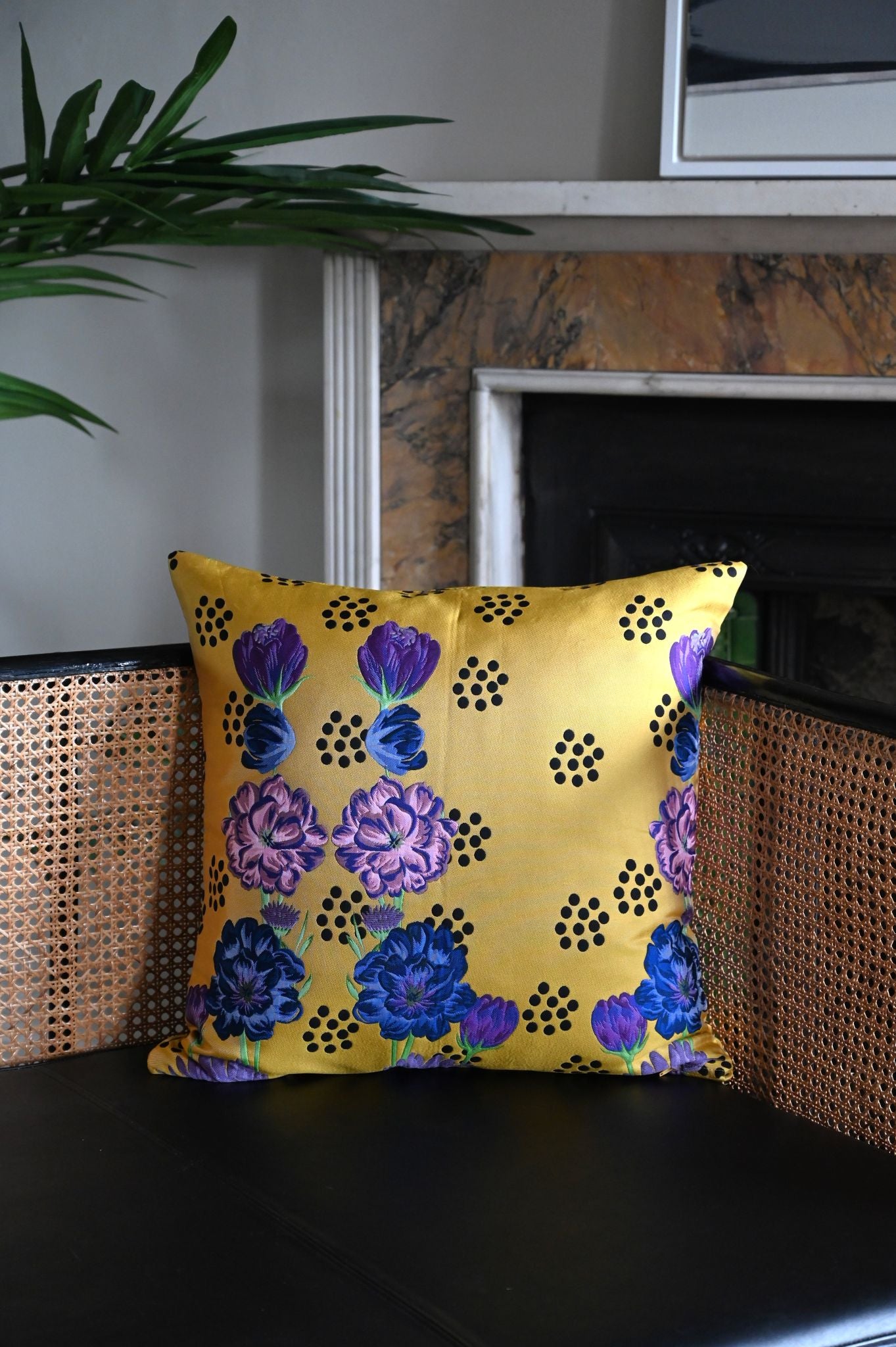 Mustard and Purple Abstract Floral Cushion Collection