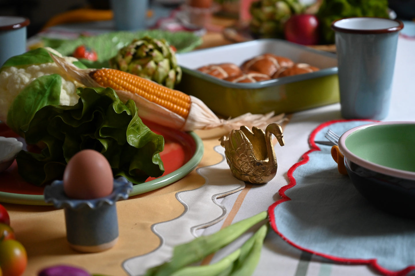 Brass Swan Salt Cellar with Spoon
