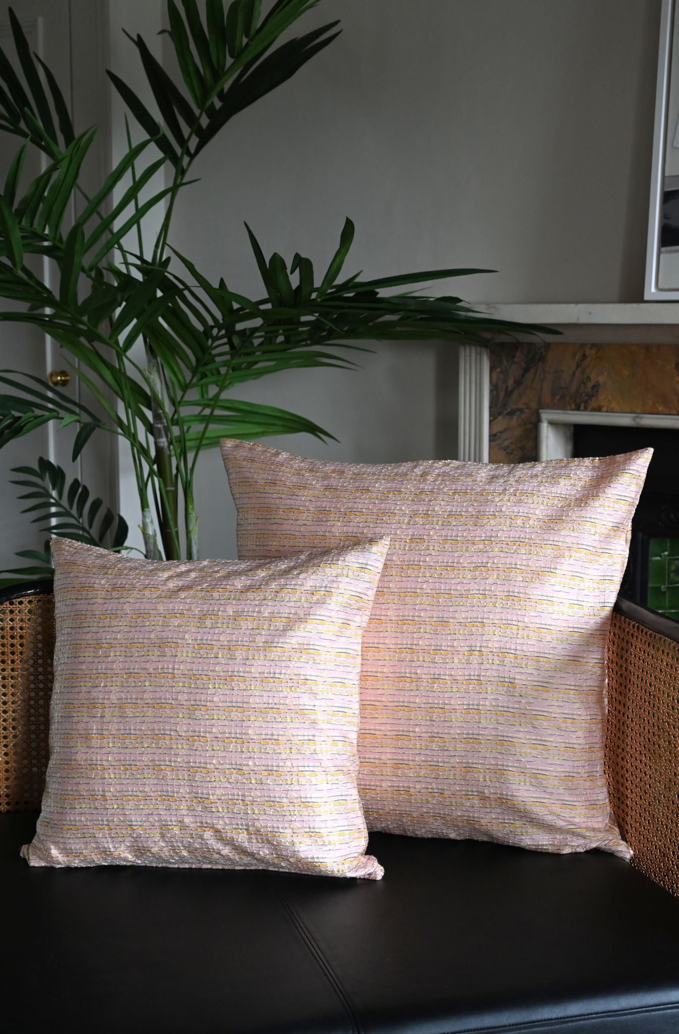 Blush Pink Seersucker Cushion Collection